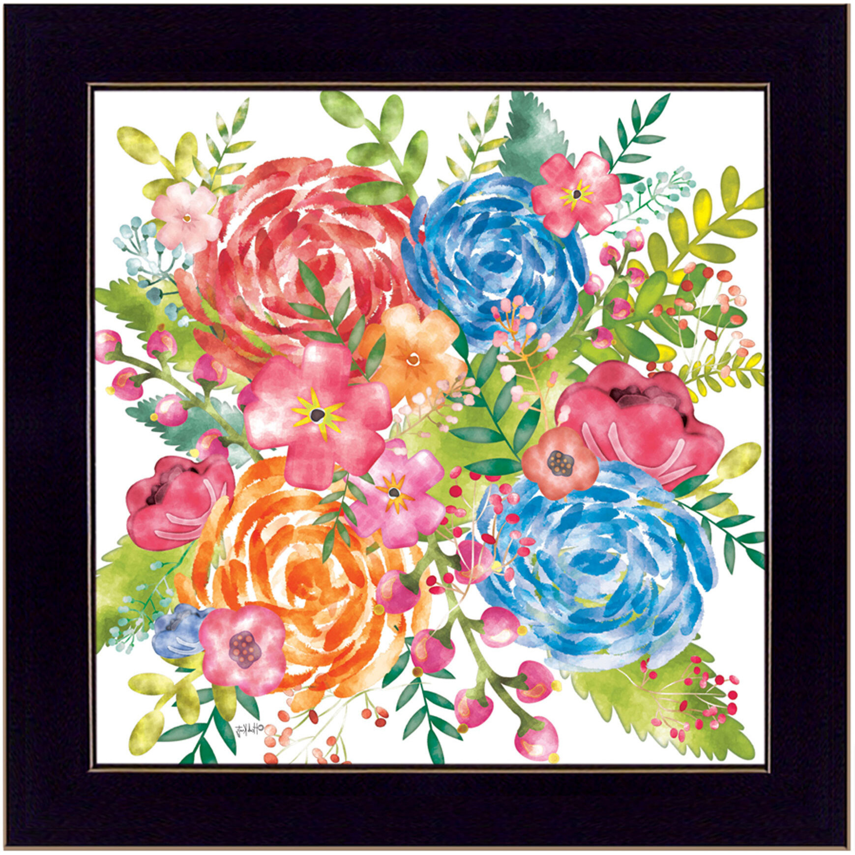 Spring Floral Black Framed Print Wall Art