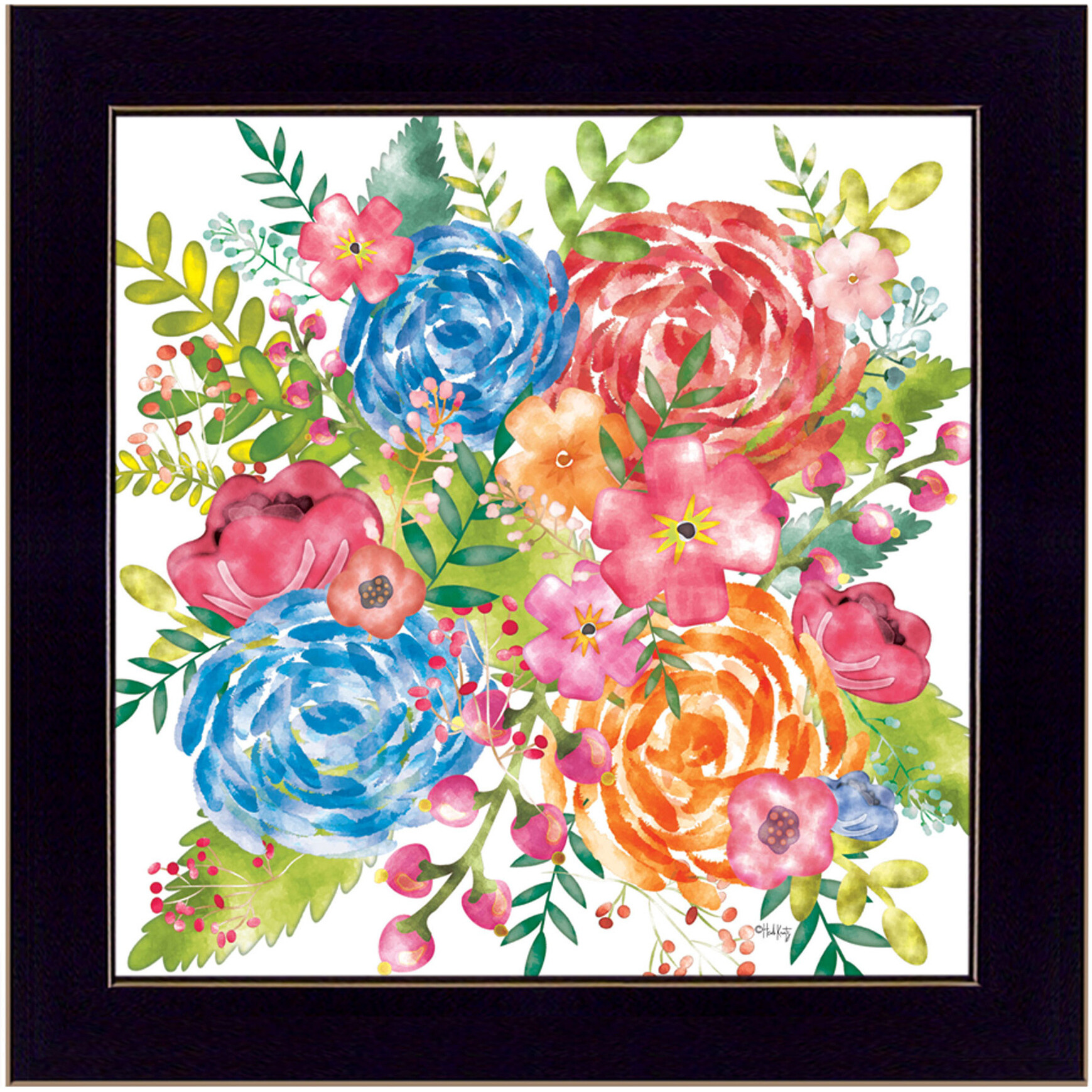 Spring Floral Black Framed Print Wall Art