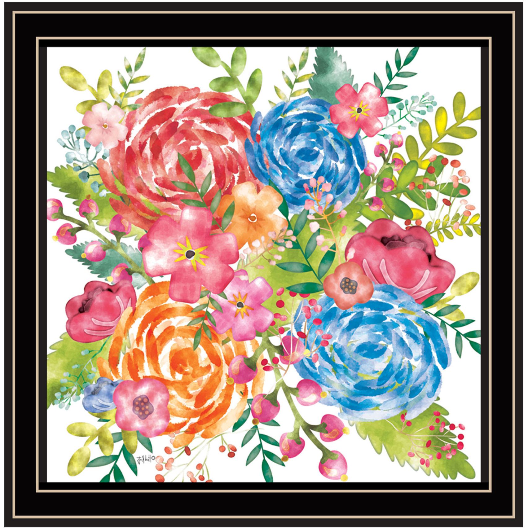 Spring Floral Black Framed Print Wall Art