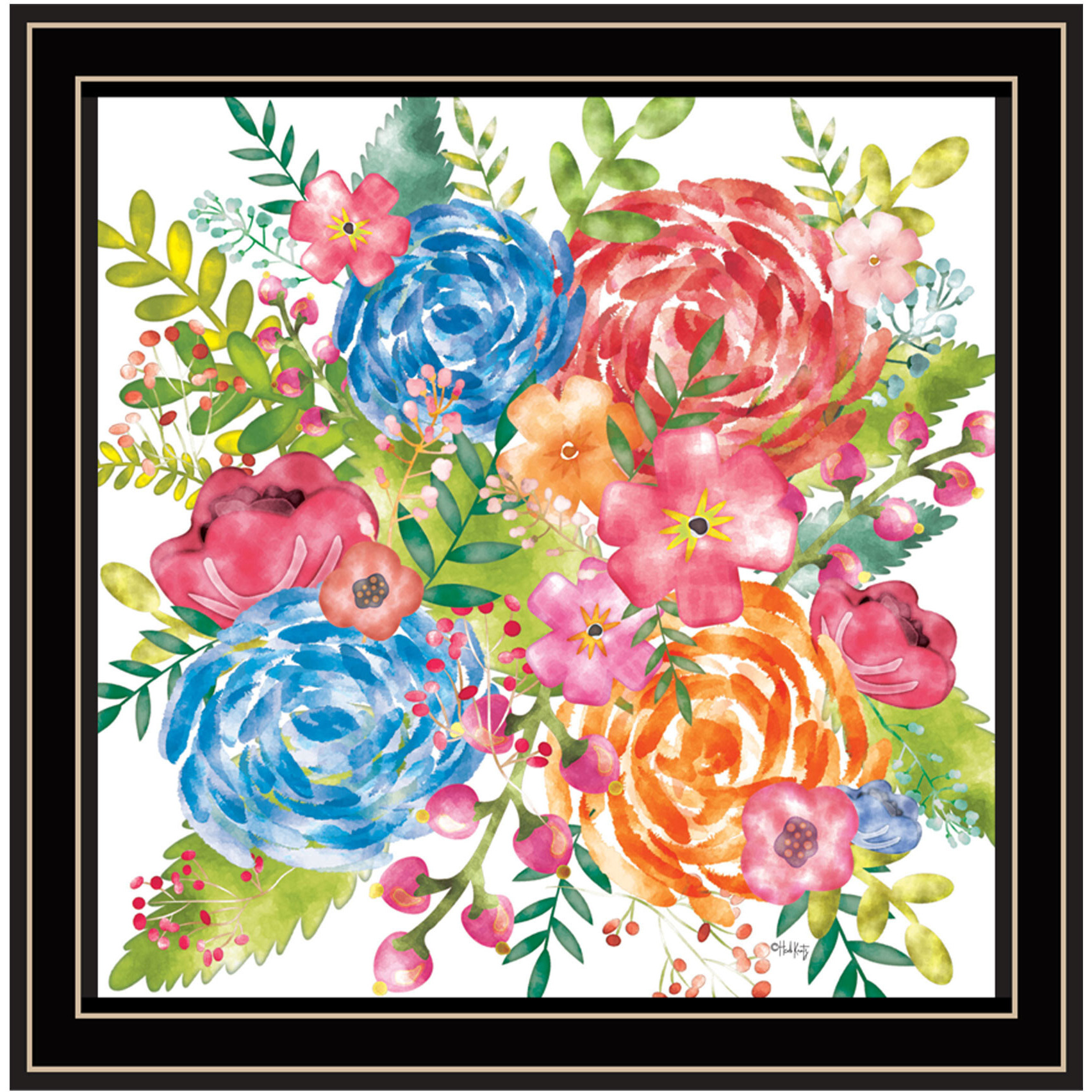 Spring Floral Black Framed Print Wall Art