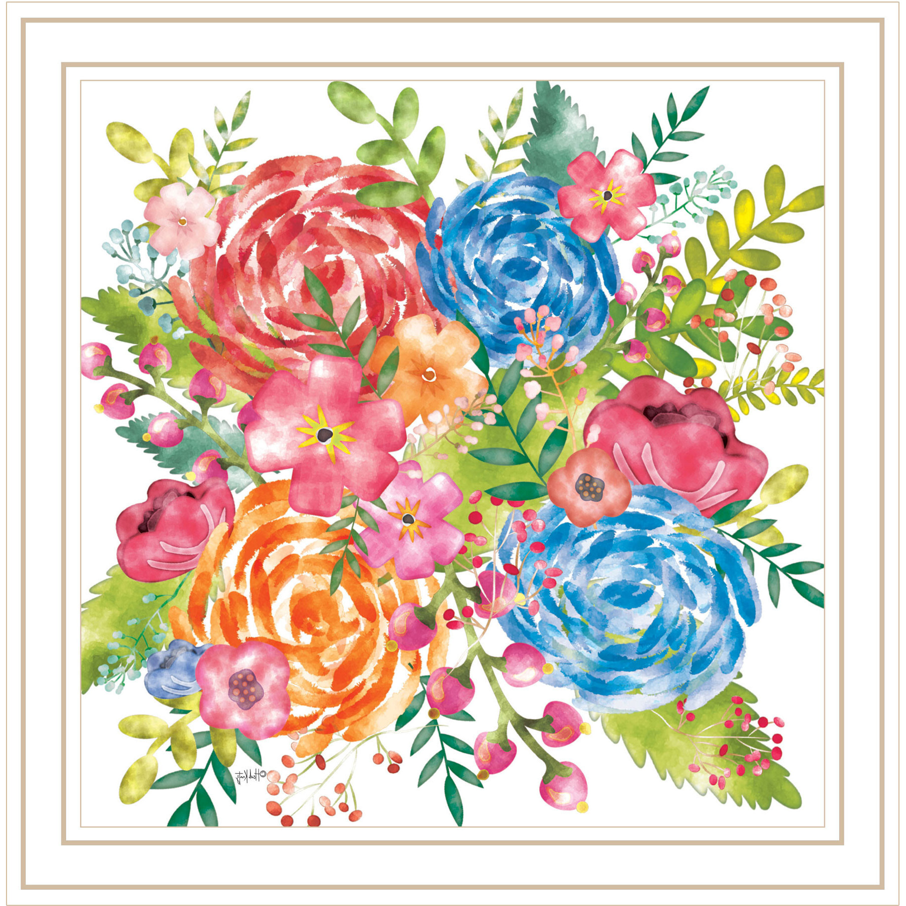Spring Floral White Framed Print Wall Art