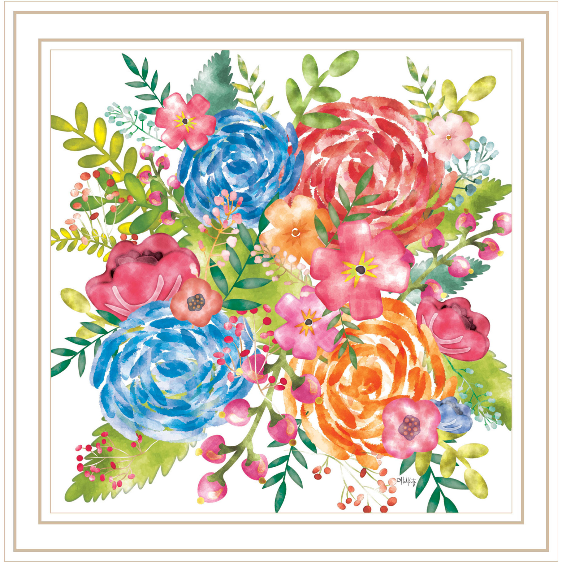 Spring Floral White Framed Print Wall Art