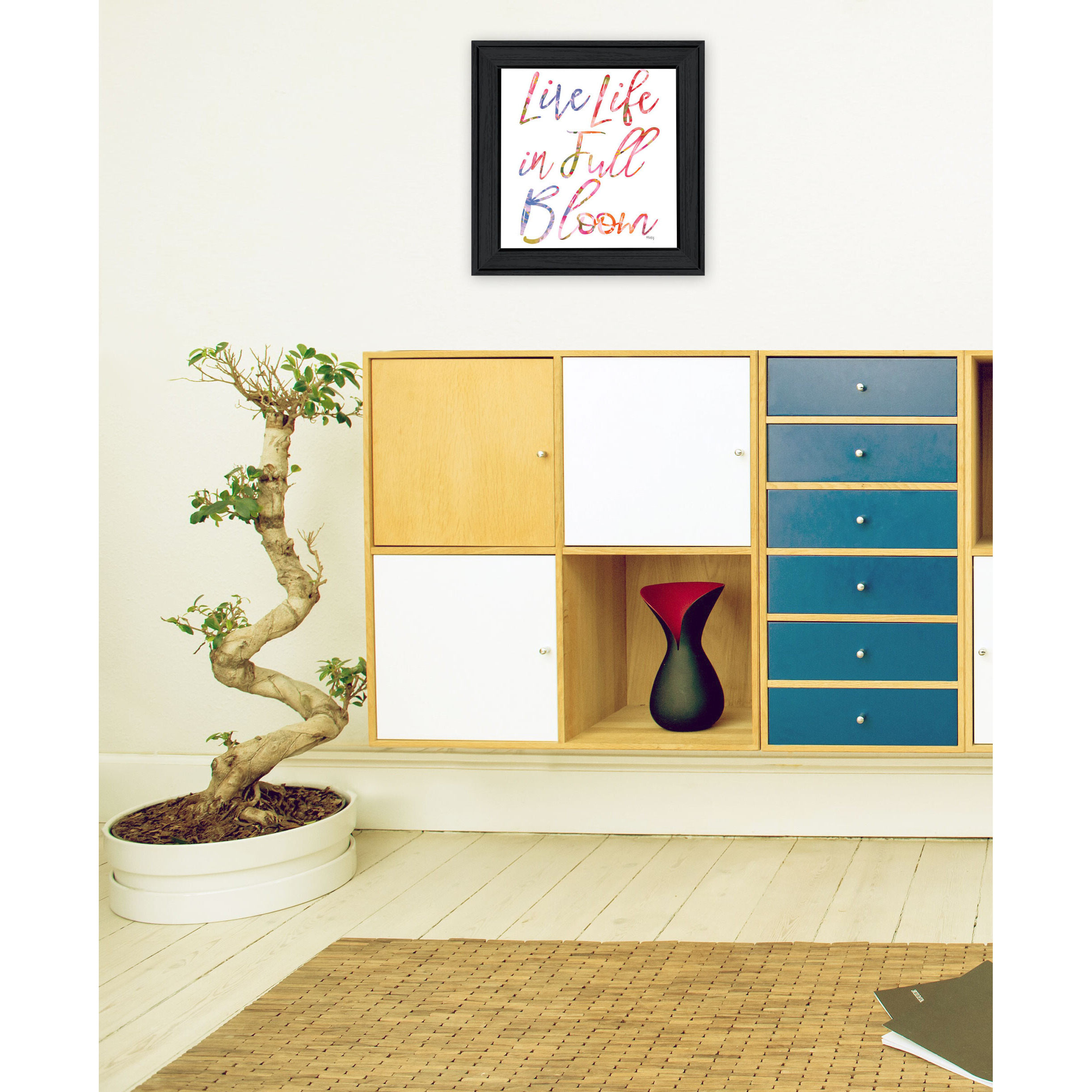 Live Life in Full Bloom Black Framed Print Wall Art