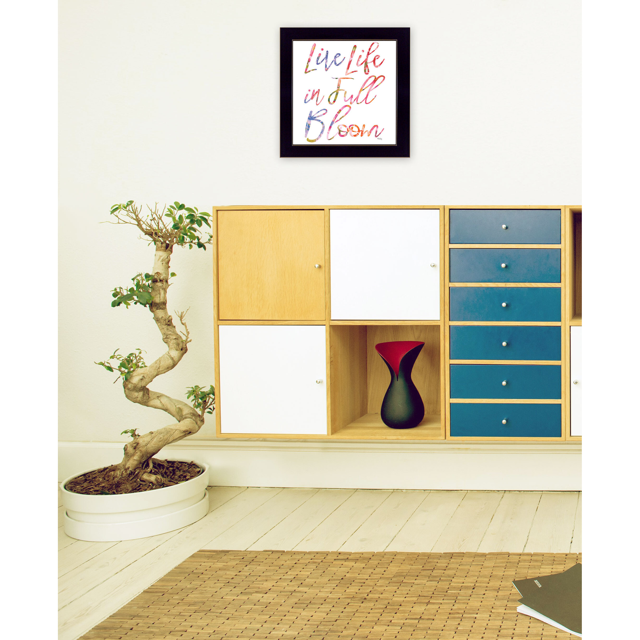 Live Life in Full Bloom Black Framed Print Wall Art