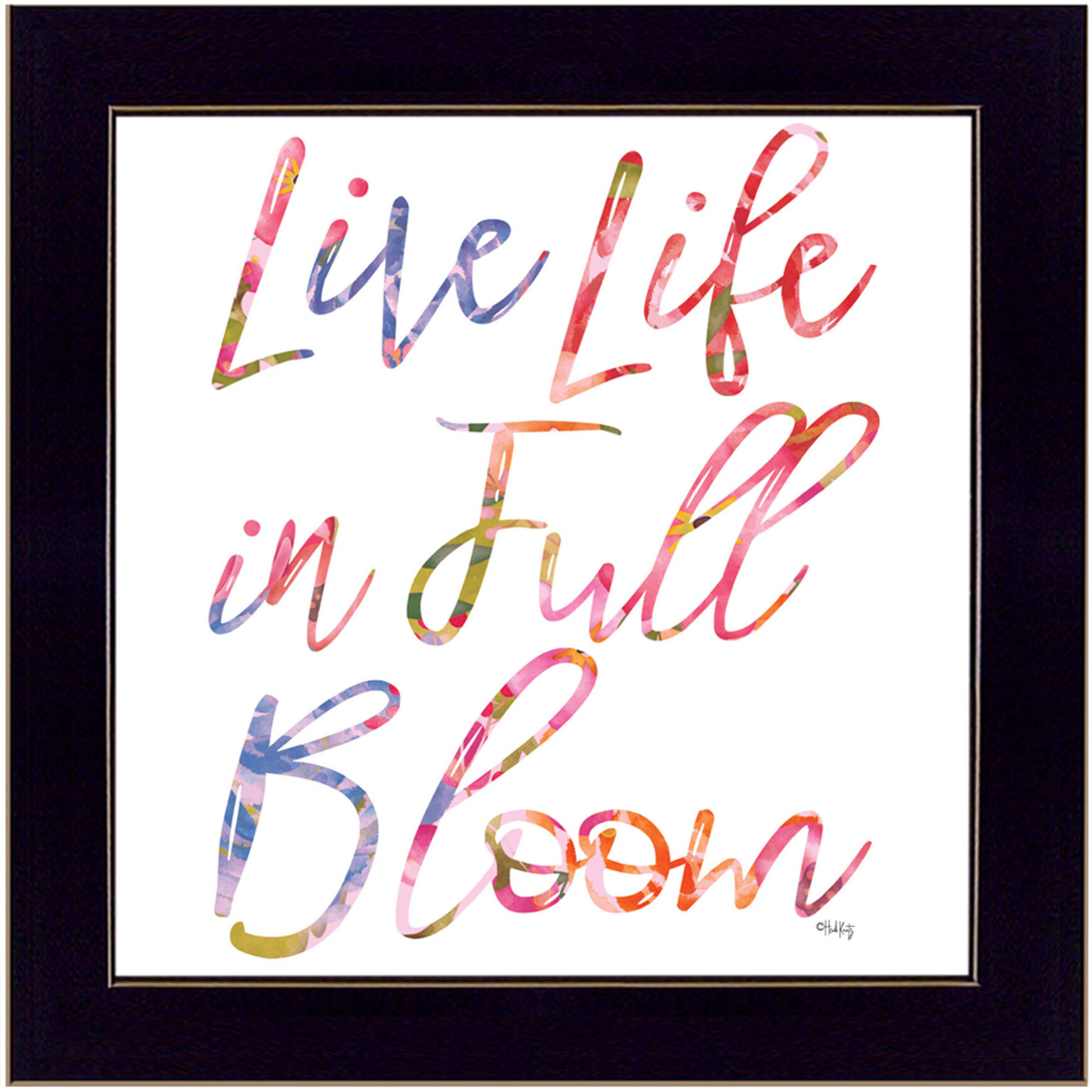 Live Life in Full Bloom Black Framed Print Wall Art