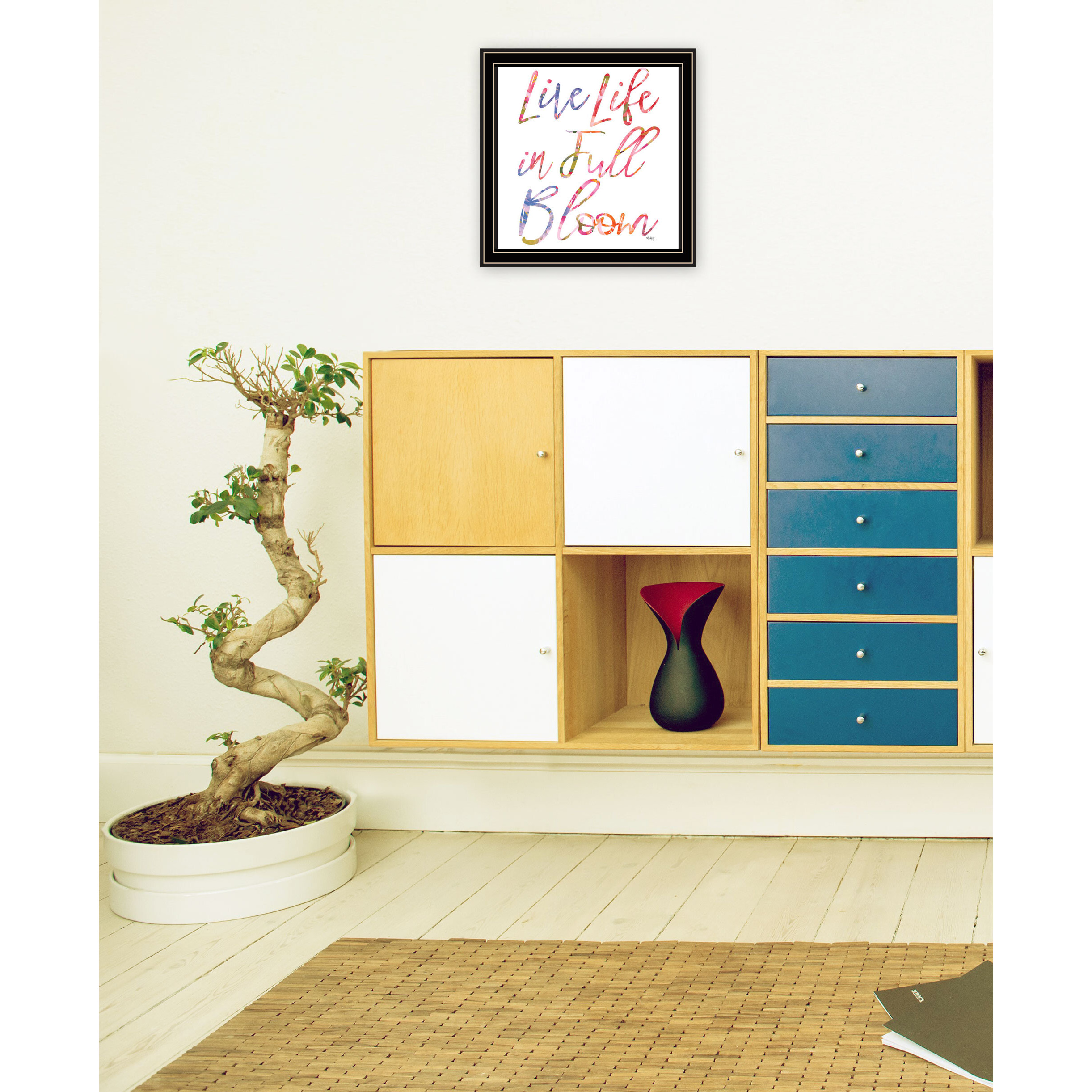 Live Life in Full Bloom Black Framed Print Wall Art