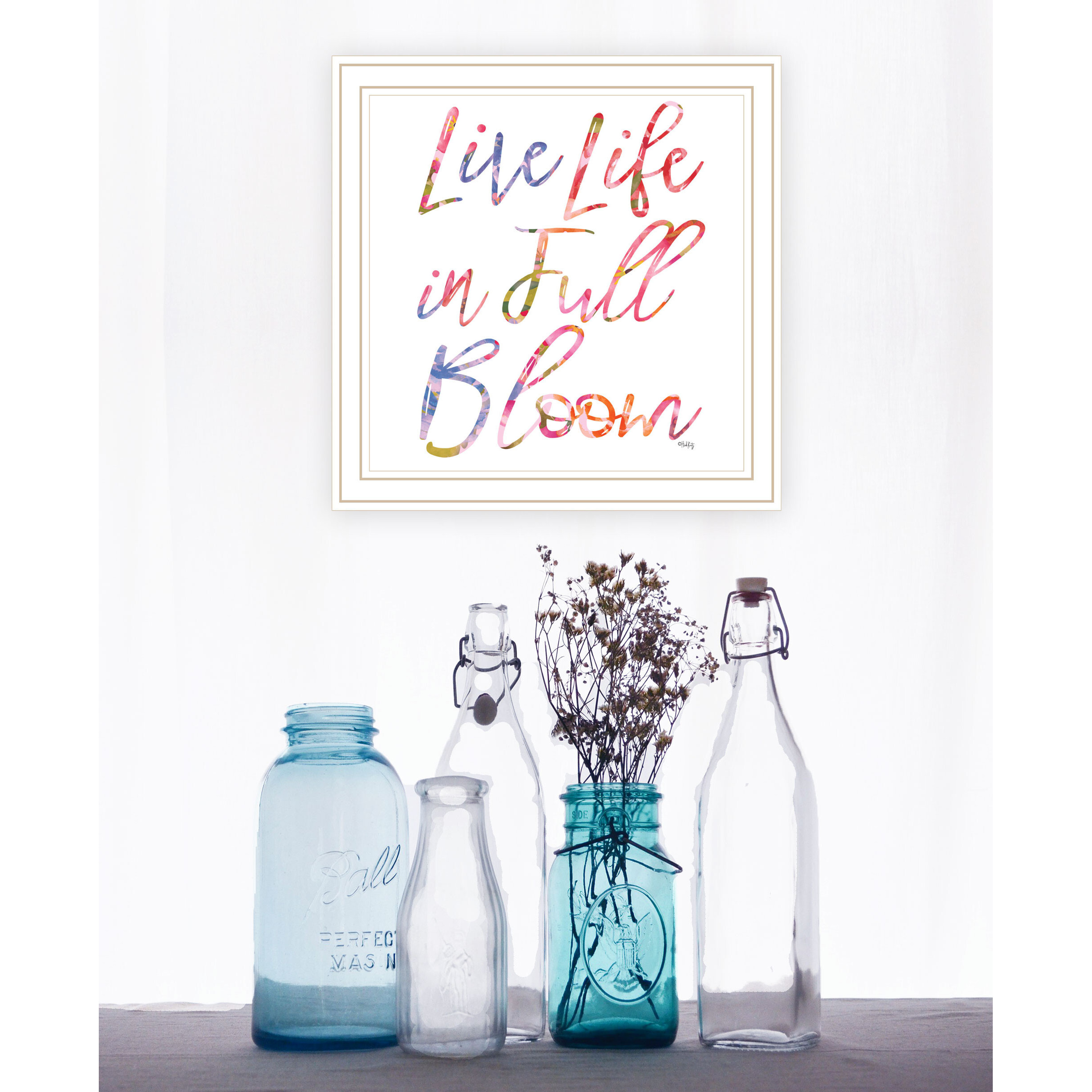 Live Life in Full Bloom White Framed Print Wall Art