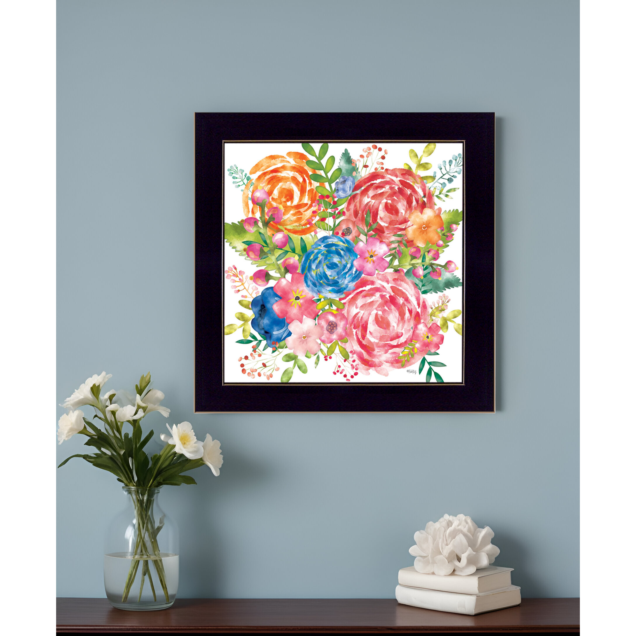 Spring Floral Black Framed Print Wall Art