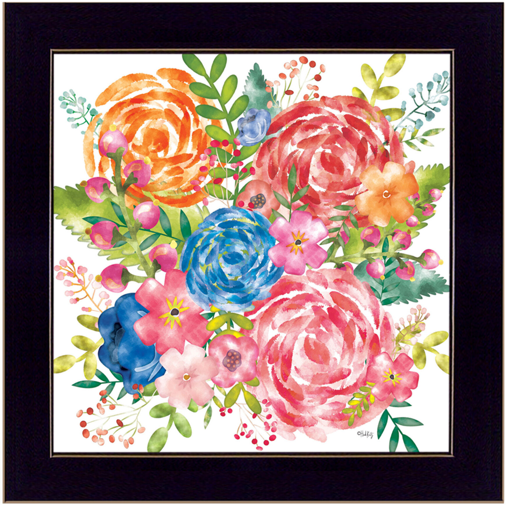 Spring Floral Black Framed Print Wall Art