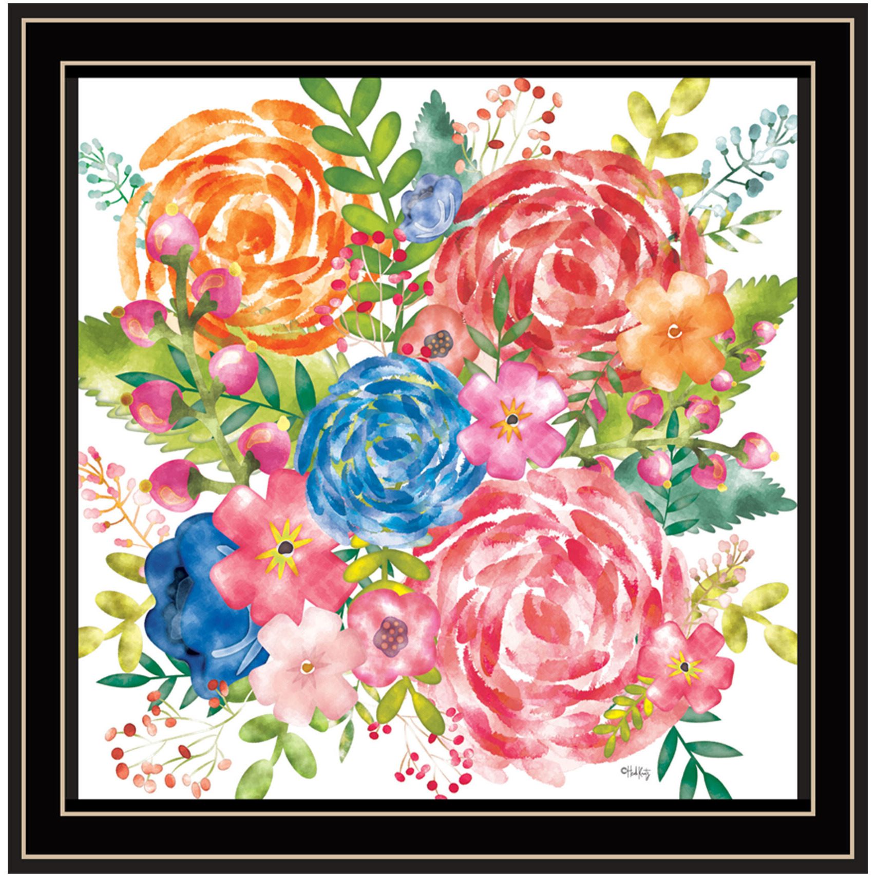Spring Floral Black Framed Print Wall Art