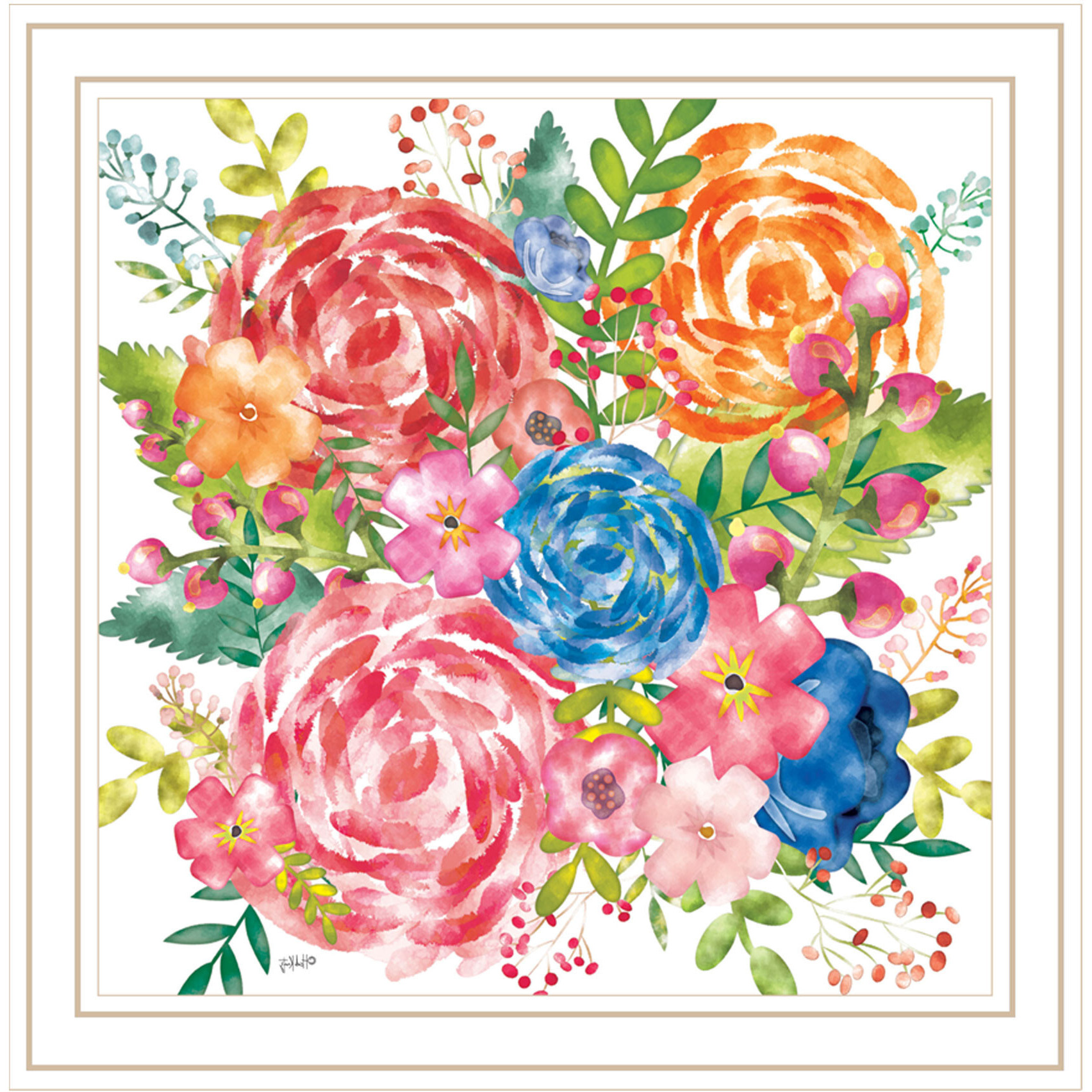 Spring Floral White Framed Print Wall Art