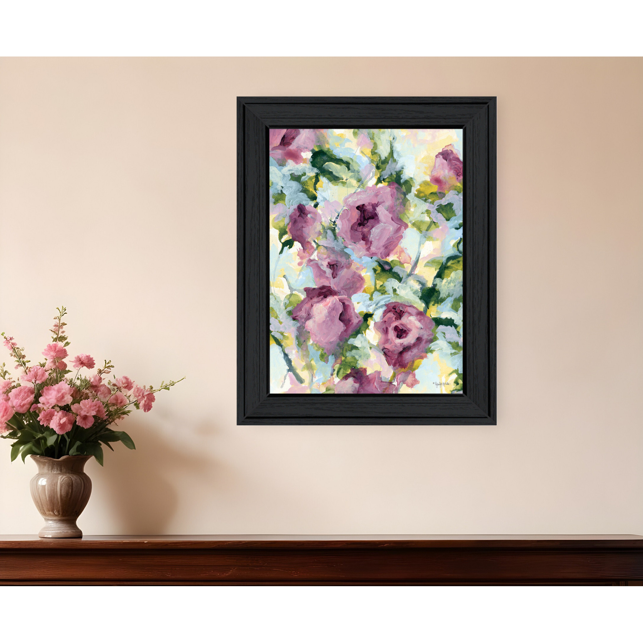 Abstract Floral Black Framed Print Wall Art