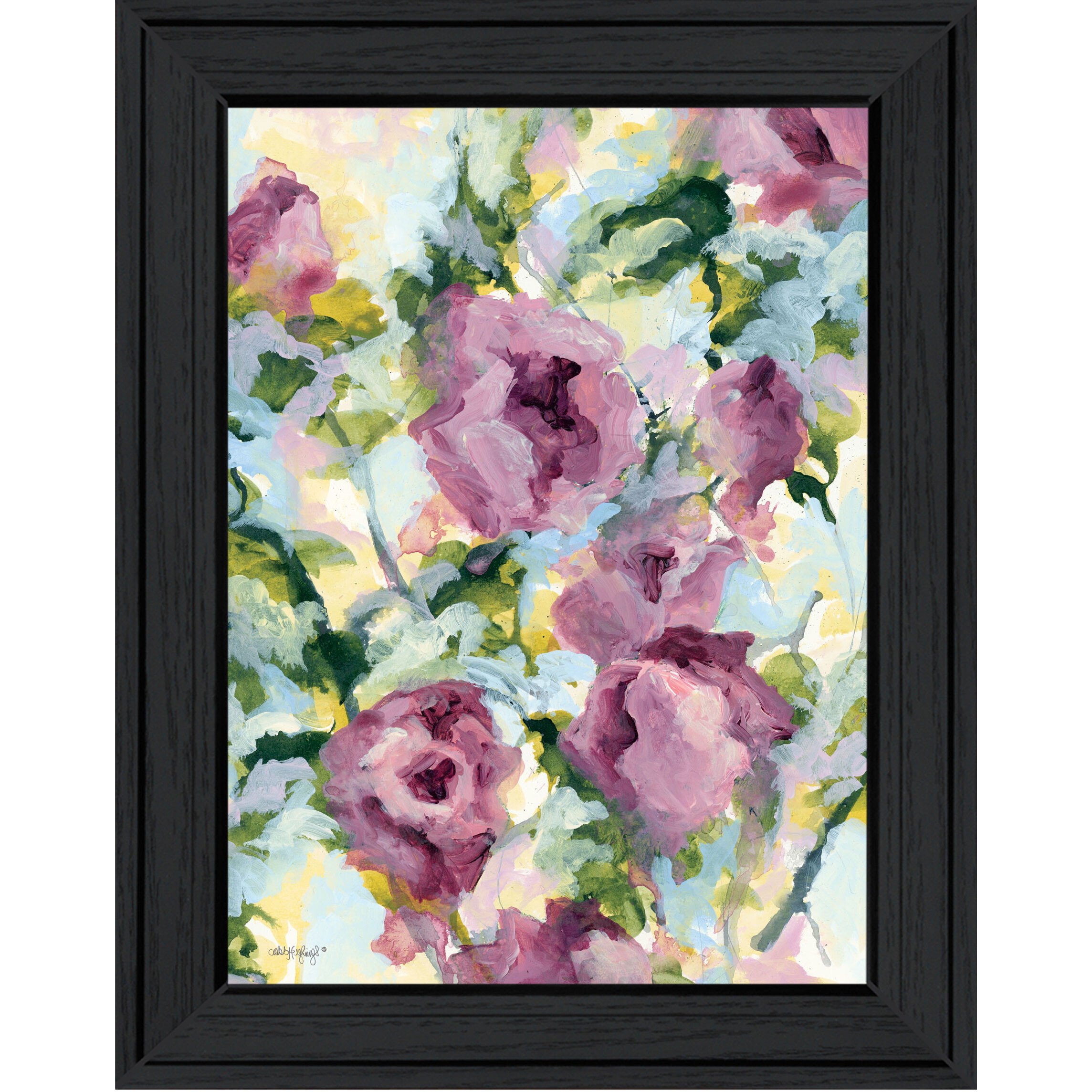 Abstract Floral Black Framed Print Wall Art
