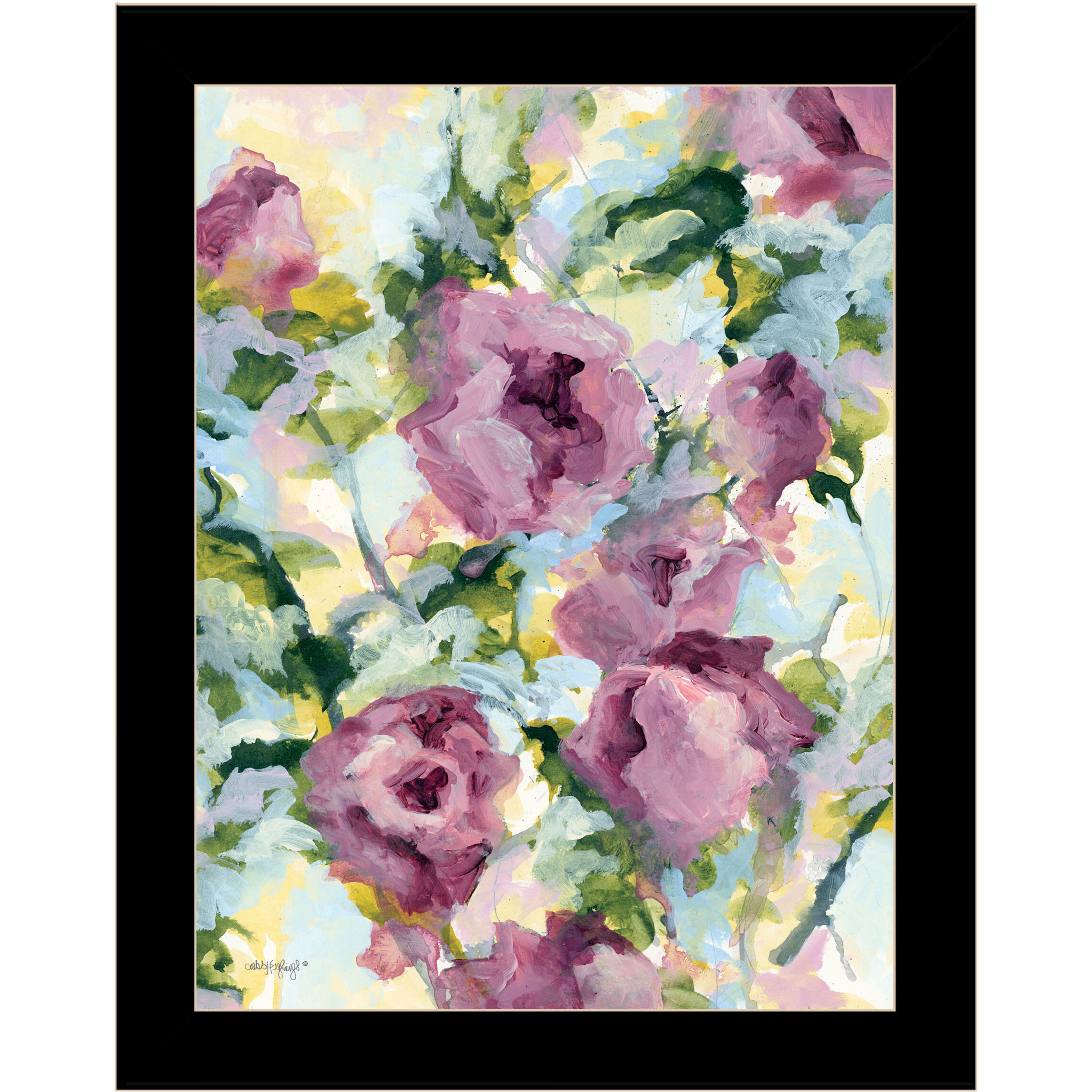 Abstract Floral Black Framed Print Wall Art