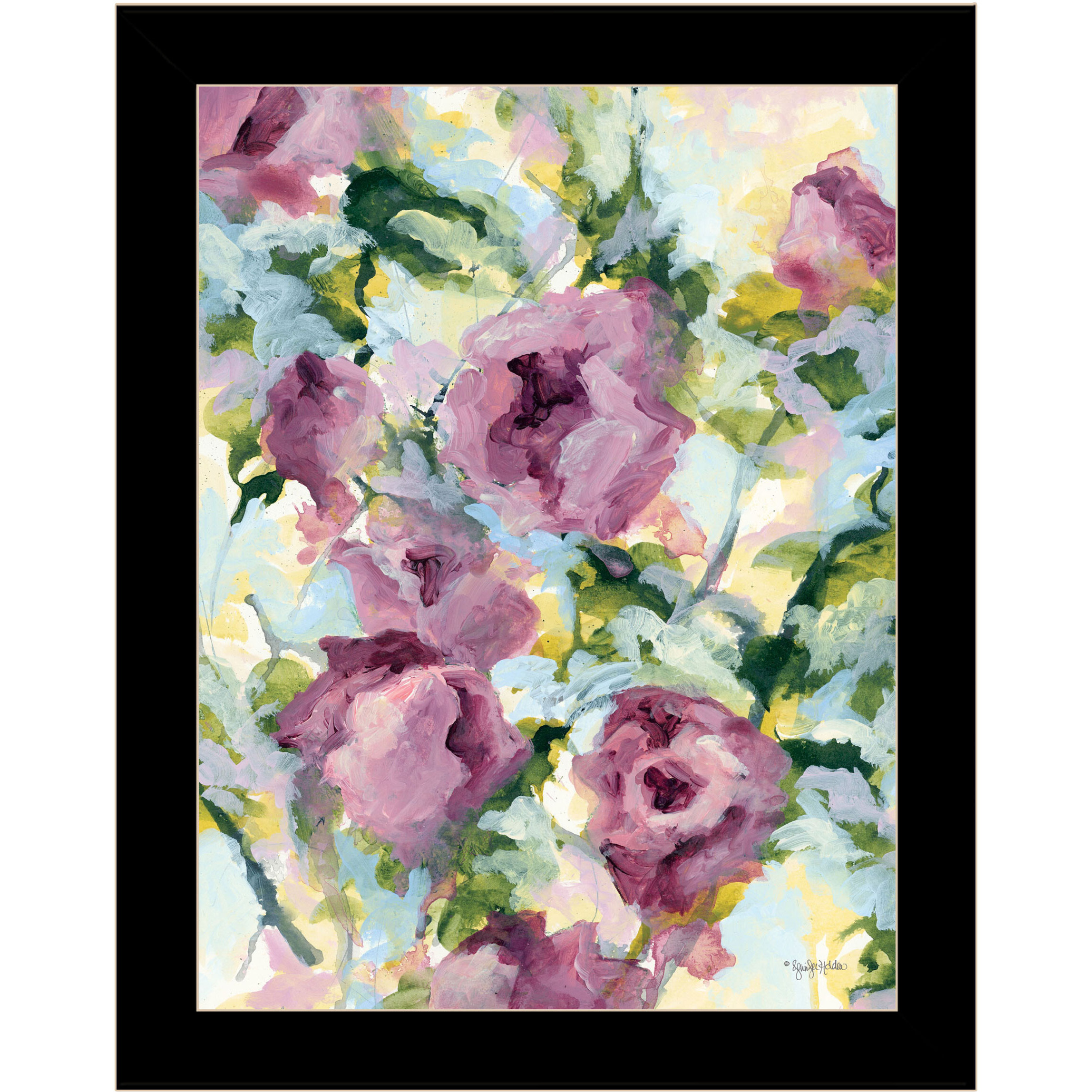Abstract Floral Black Framed Print Wall Art