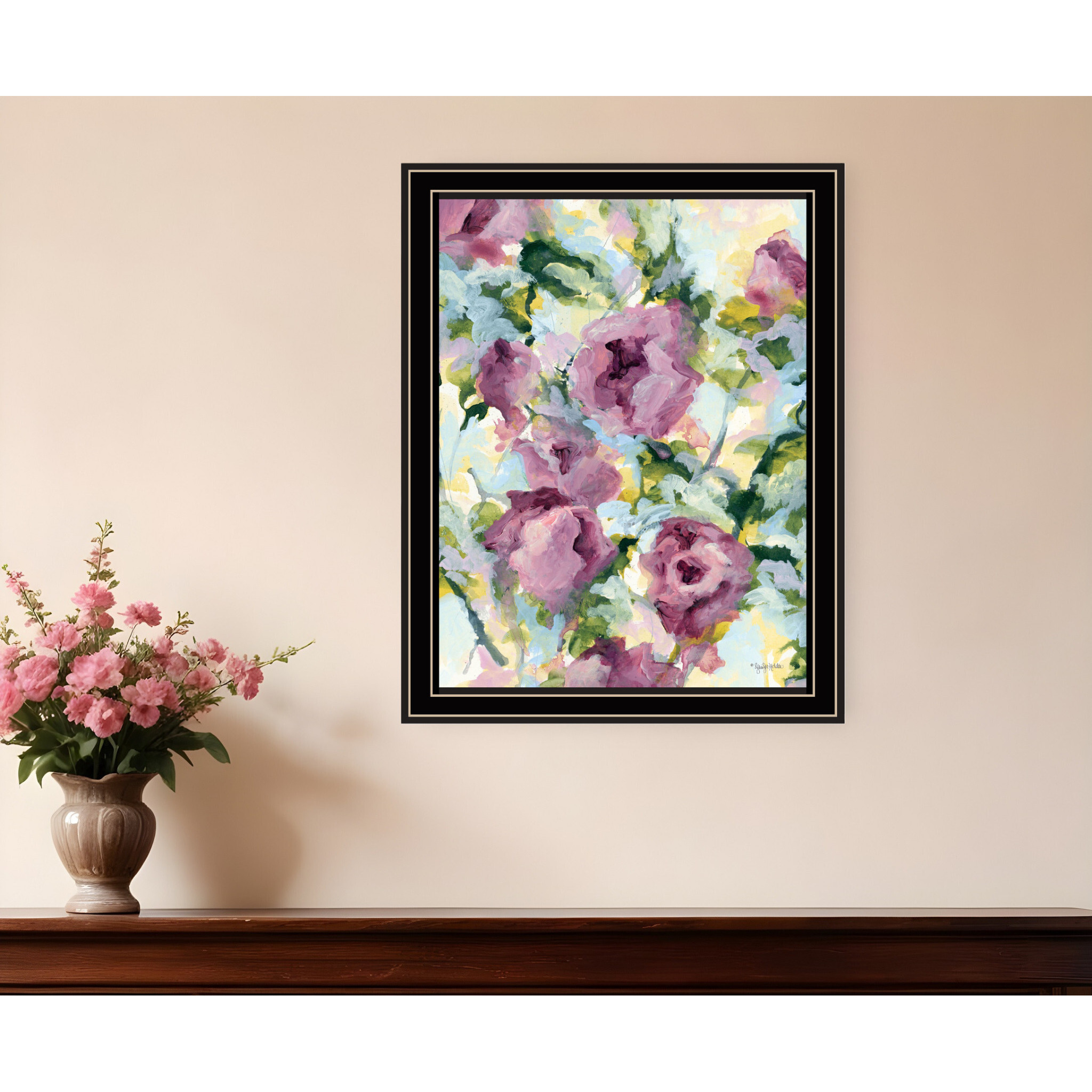 Abstract Floral Black Framed Print Wall Art