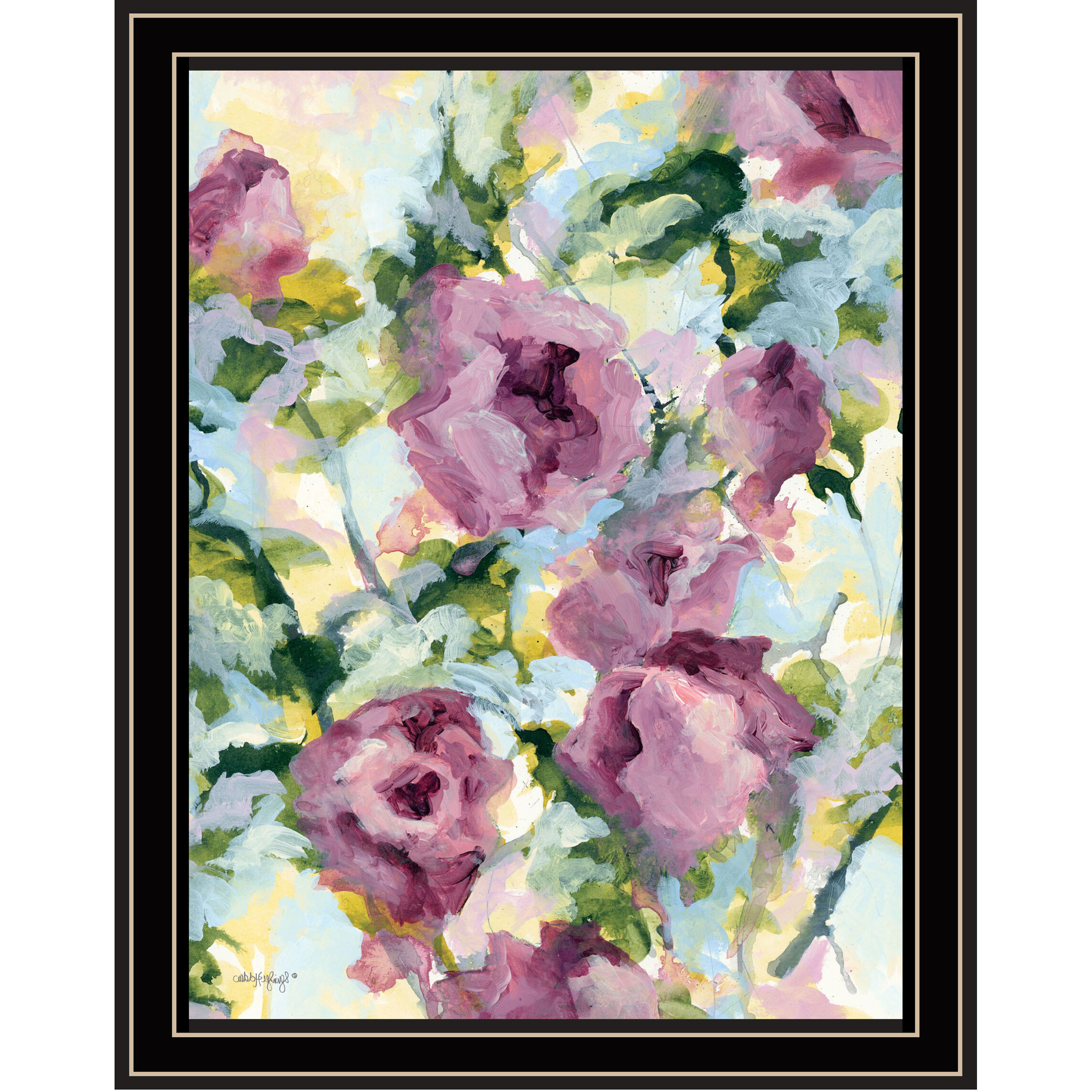 Abstract Floral Black Framed Print Wall Art