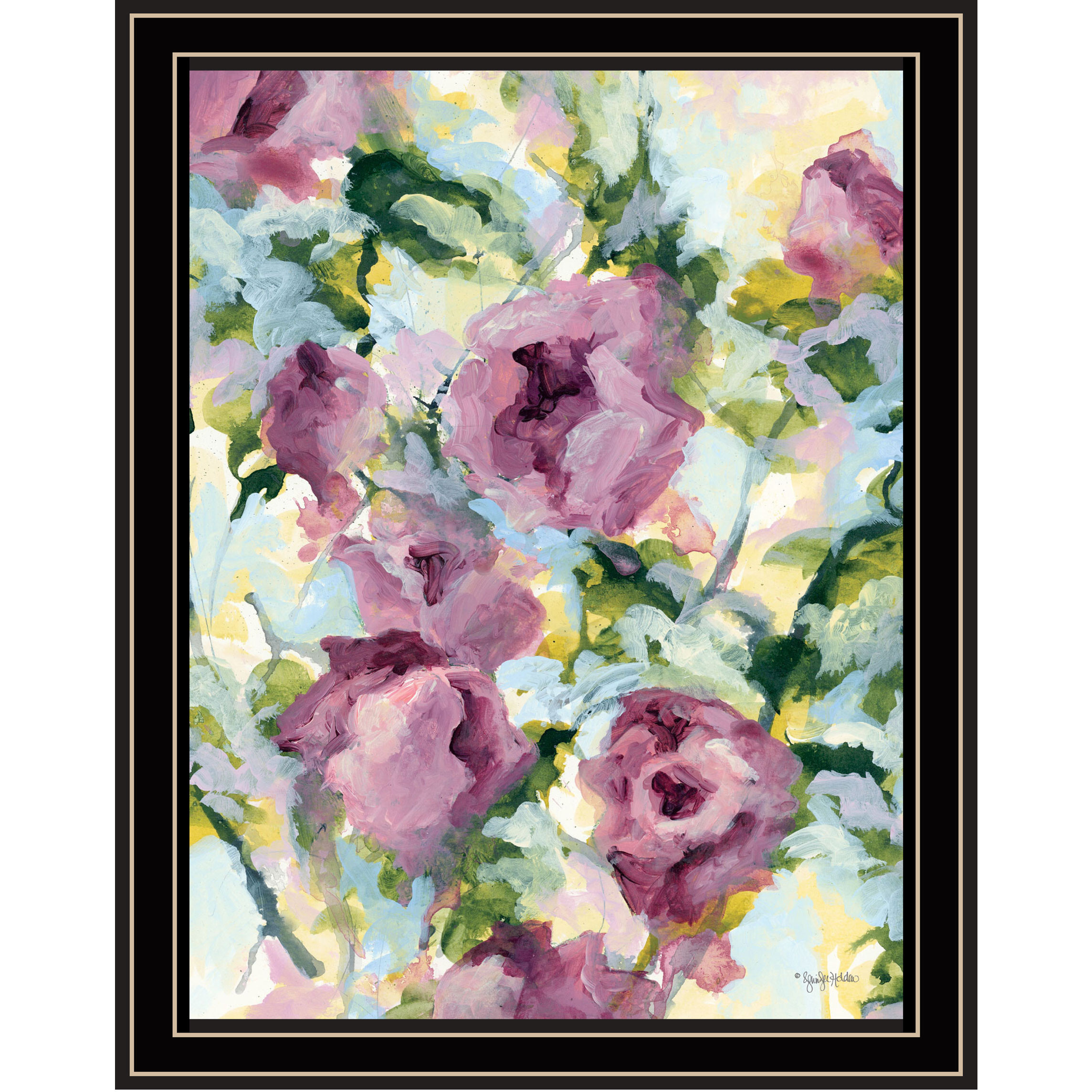 Abstract Floral Black Framed Print Wall Art