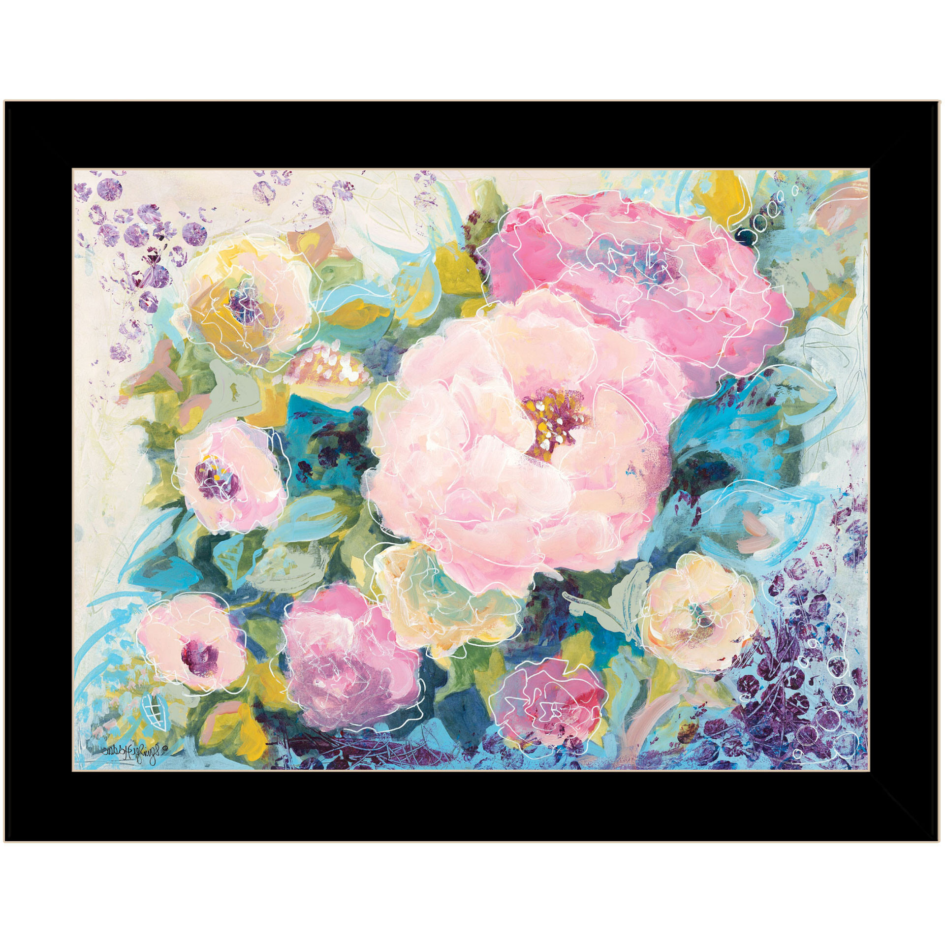 Fresh Florals Black Framed Print Wall Art
