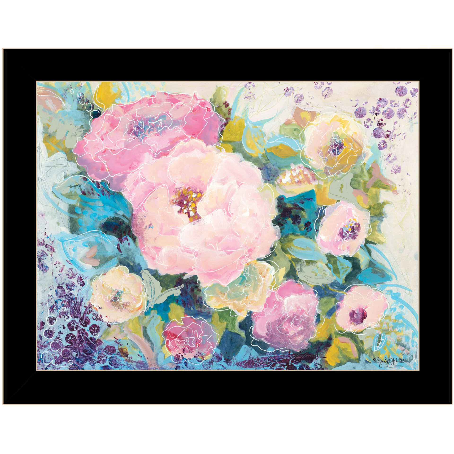 Fresh Florals Black Framed Print Wall Art