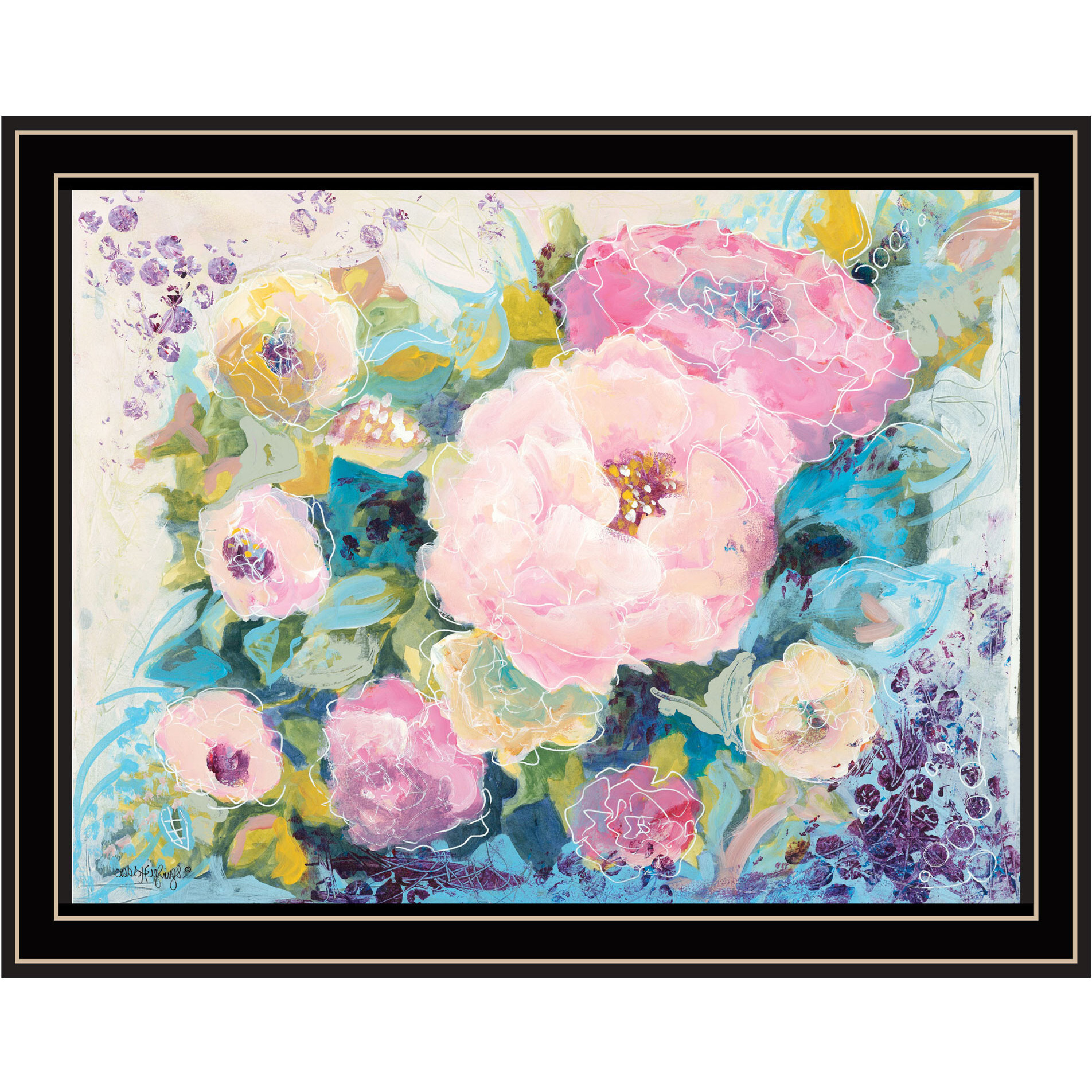 Fresh Florals Black Framed Print Wall Art