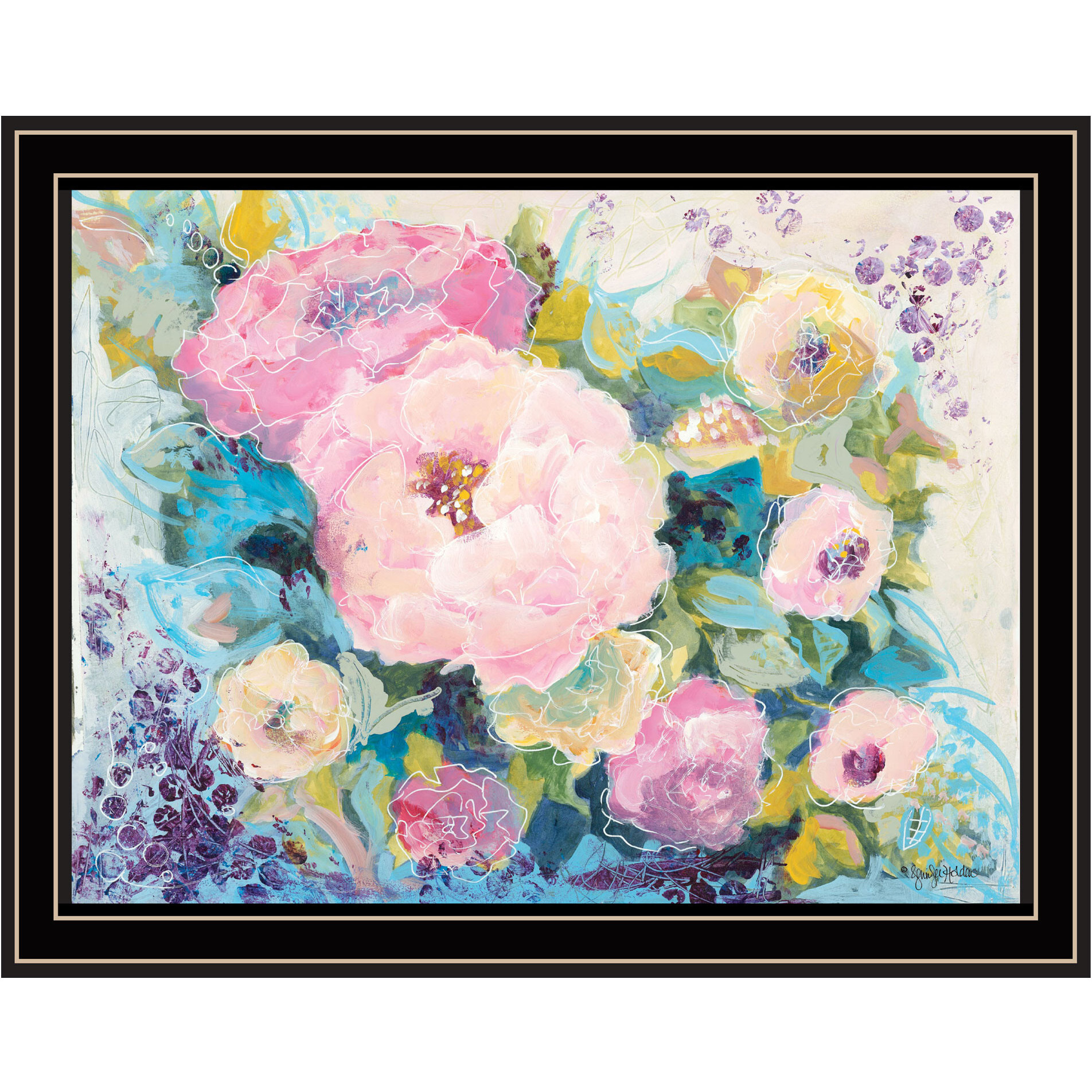 Fresh Florals Black Framed Print Wall Art