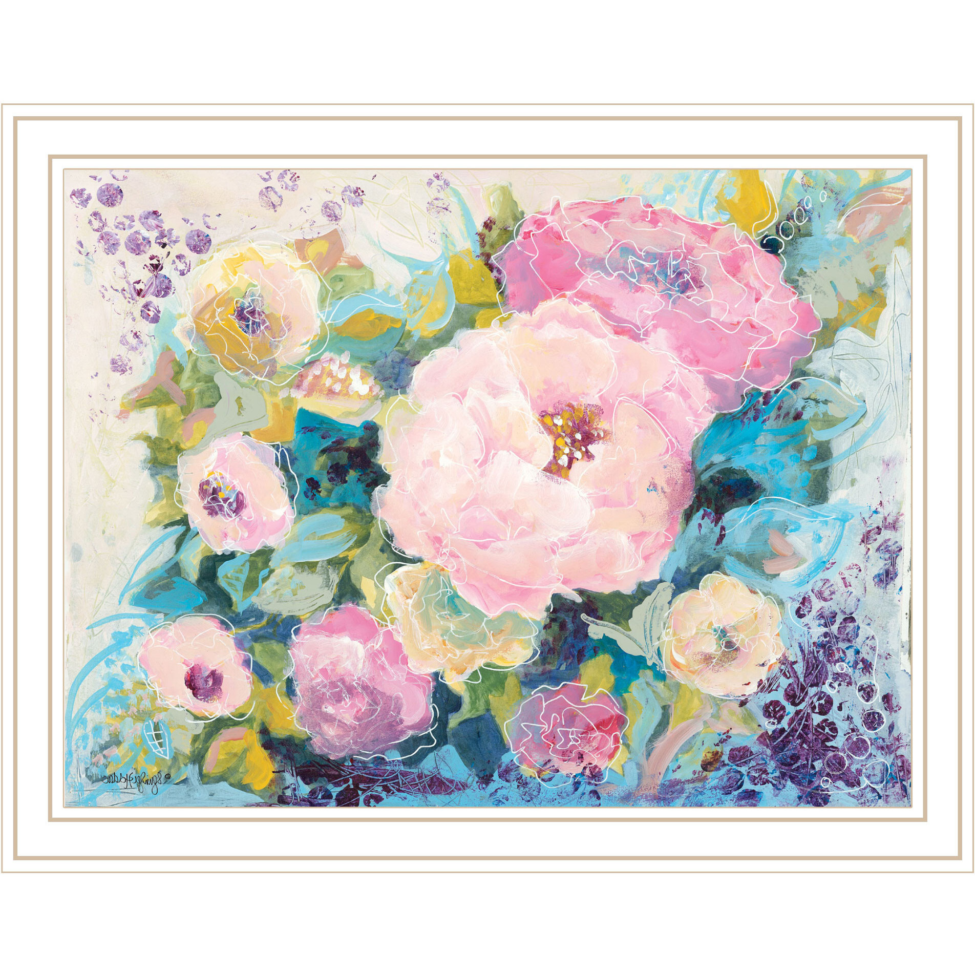 Fresh Florals White Framed Print Wall Art