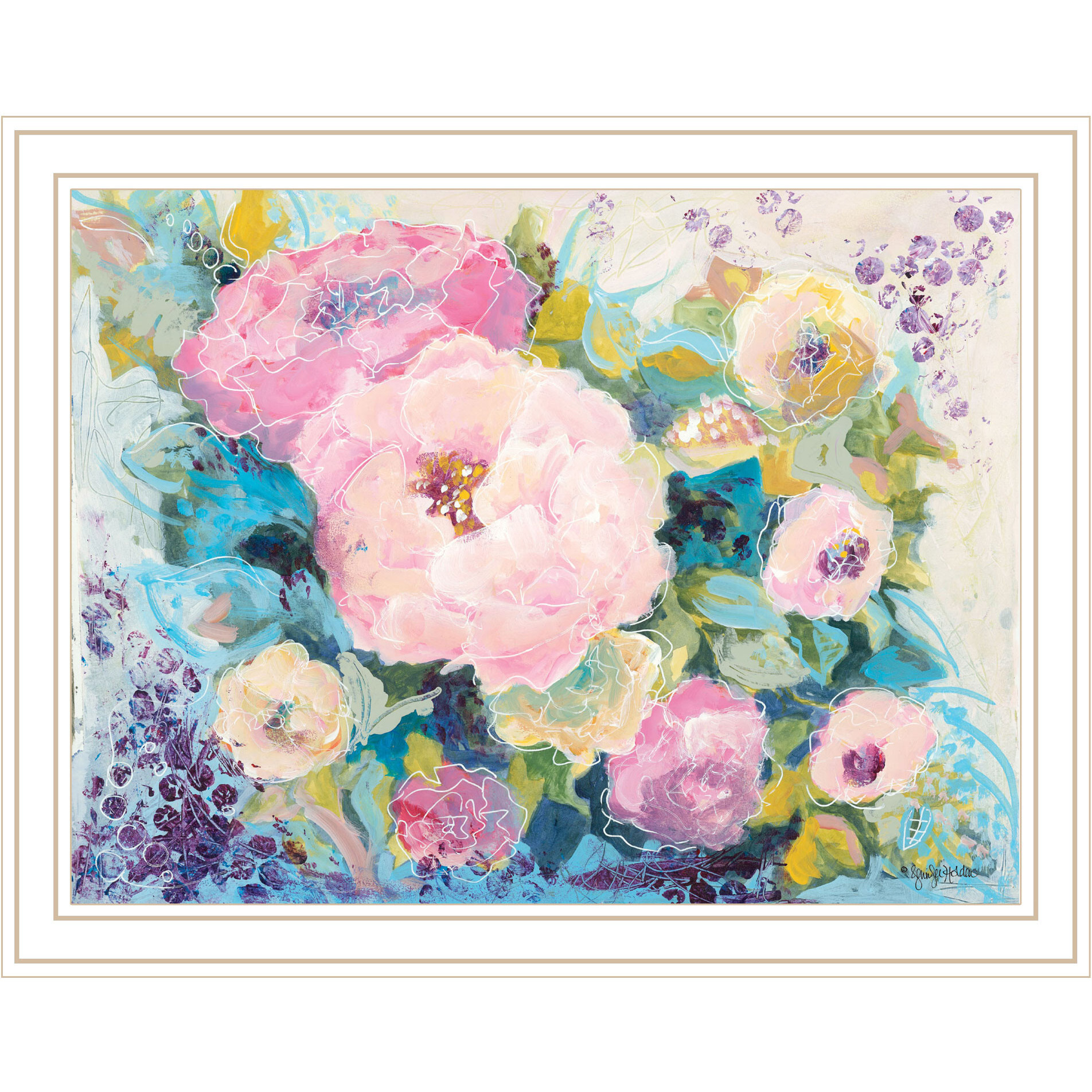 Fresh Florals White Framed Print Wall Art