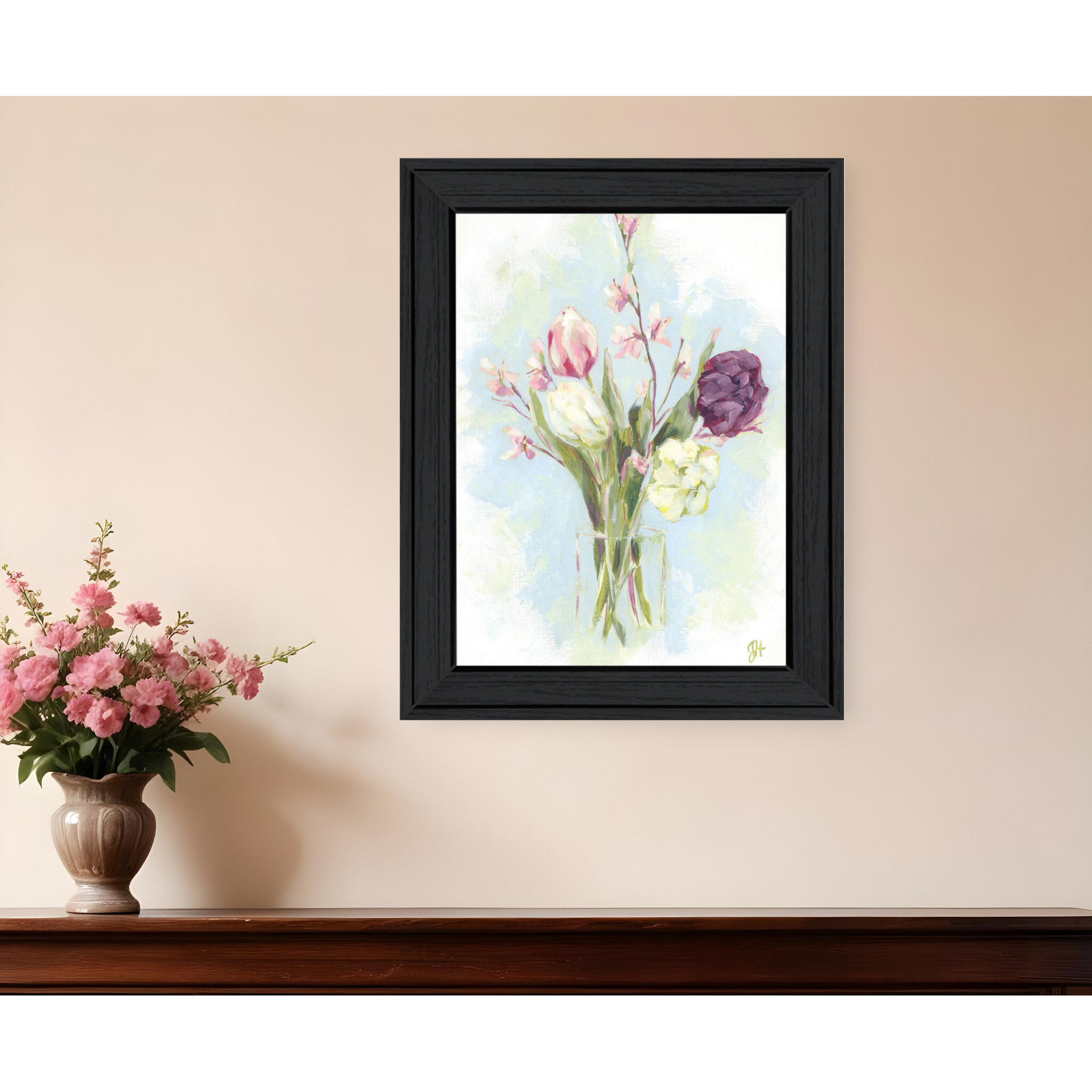 Flower Farm Bouquet Black Framed Print Wall Art