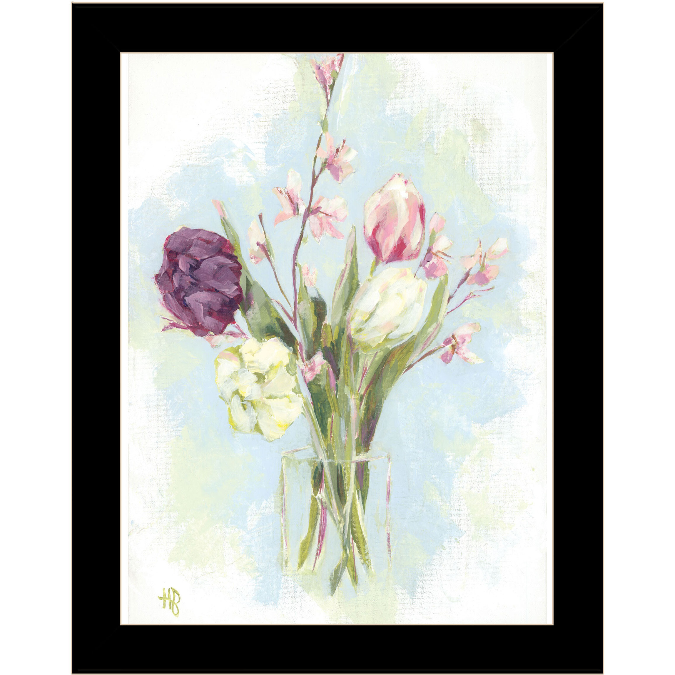 Flower Farm Bouquet Black Framed Print Wall Art