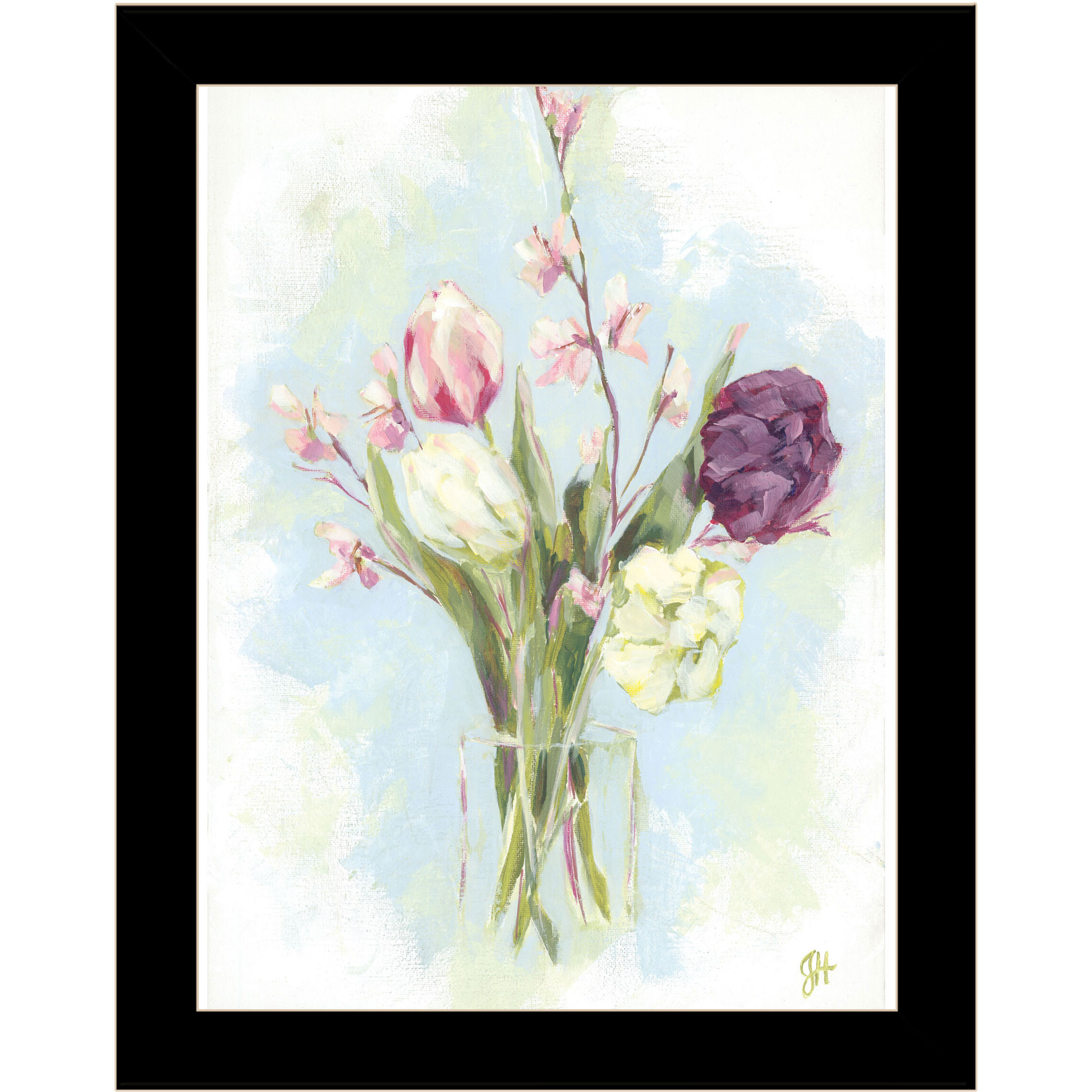 Flower Farm Bouquet Black Framed Print Wall Art