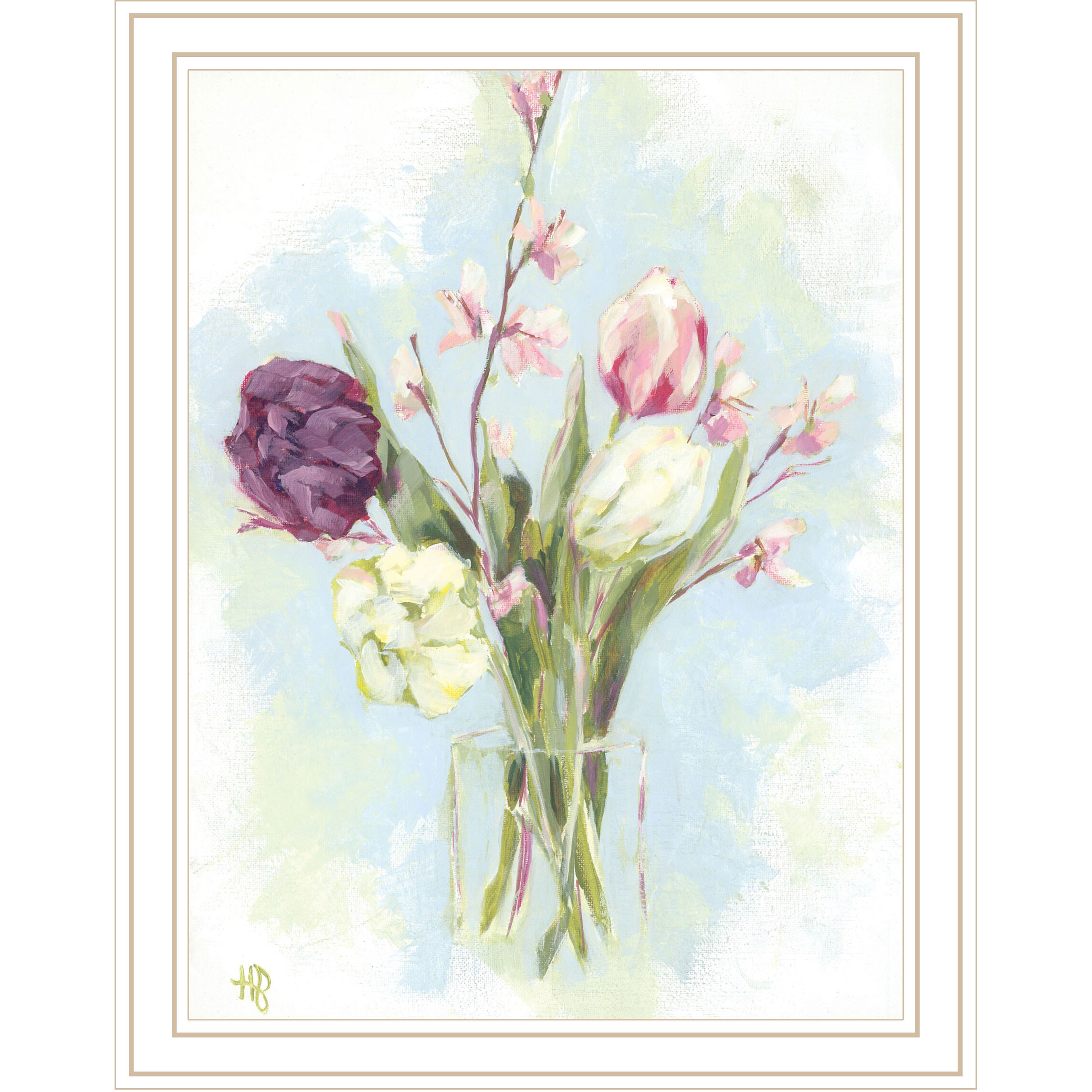 Flower Farm Bouquet White Framed Print Wall Art