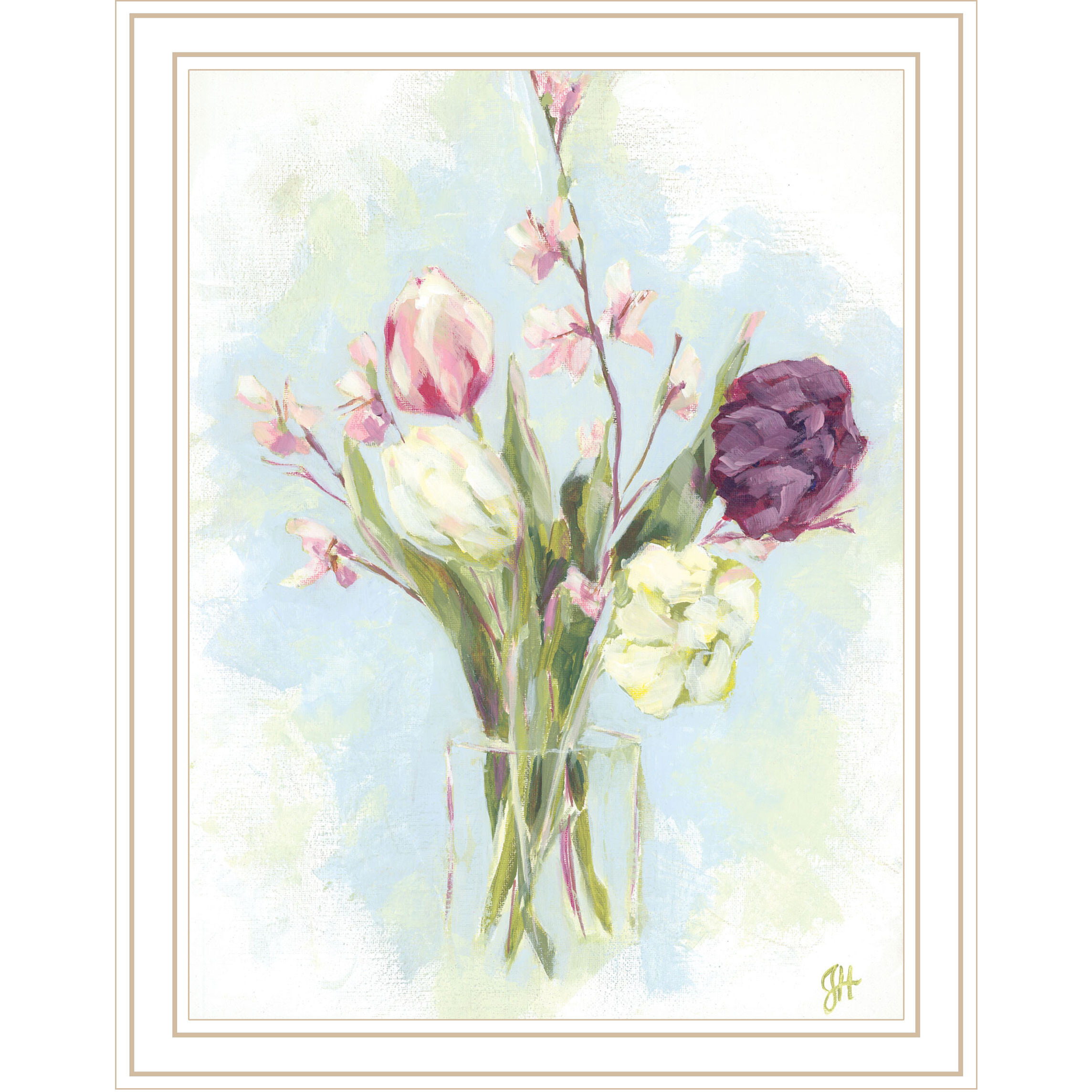 Flower Farm Bouquet White Framed Print Wall Art