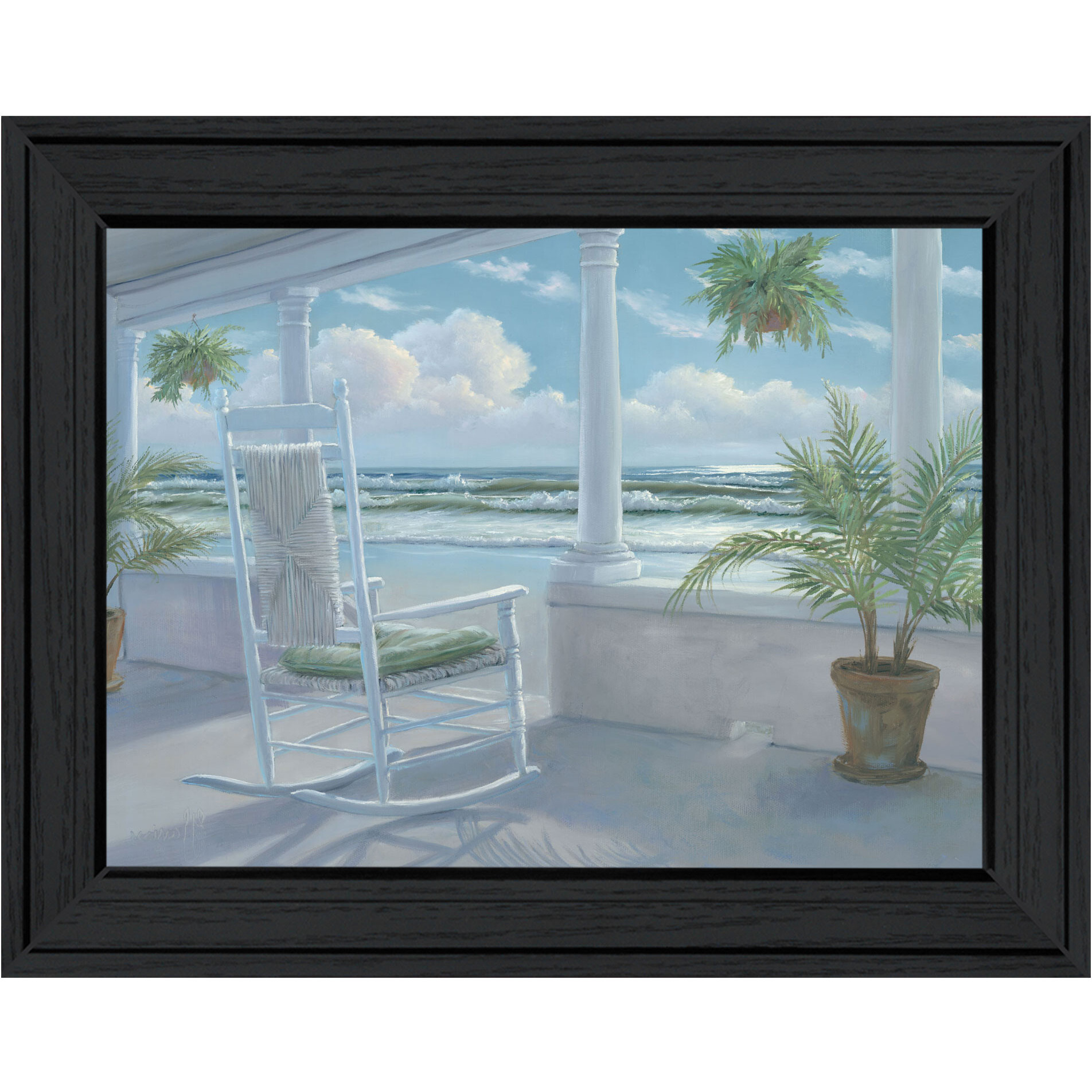 Coastal Porch Black Framed Print Wall Art