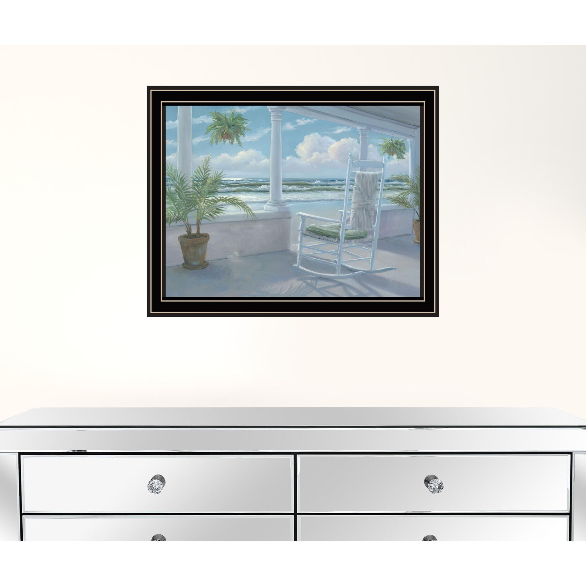 Coastal Porch Black Framed Print Wall Art