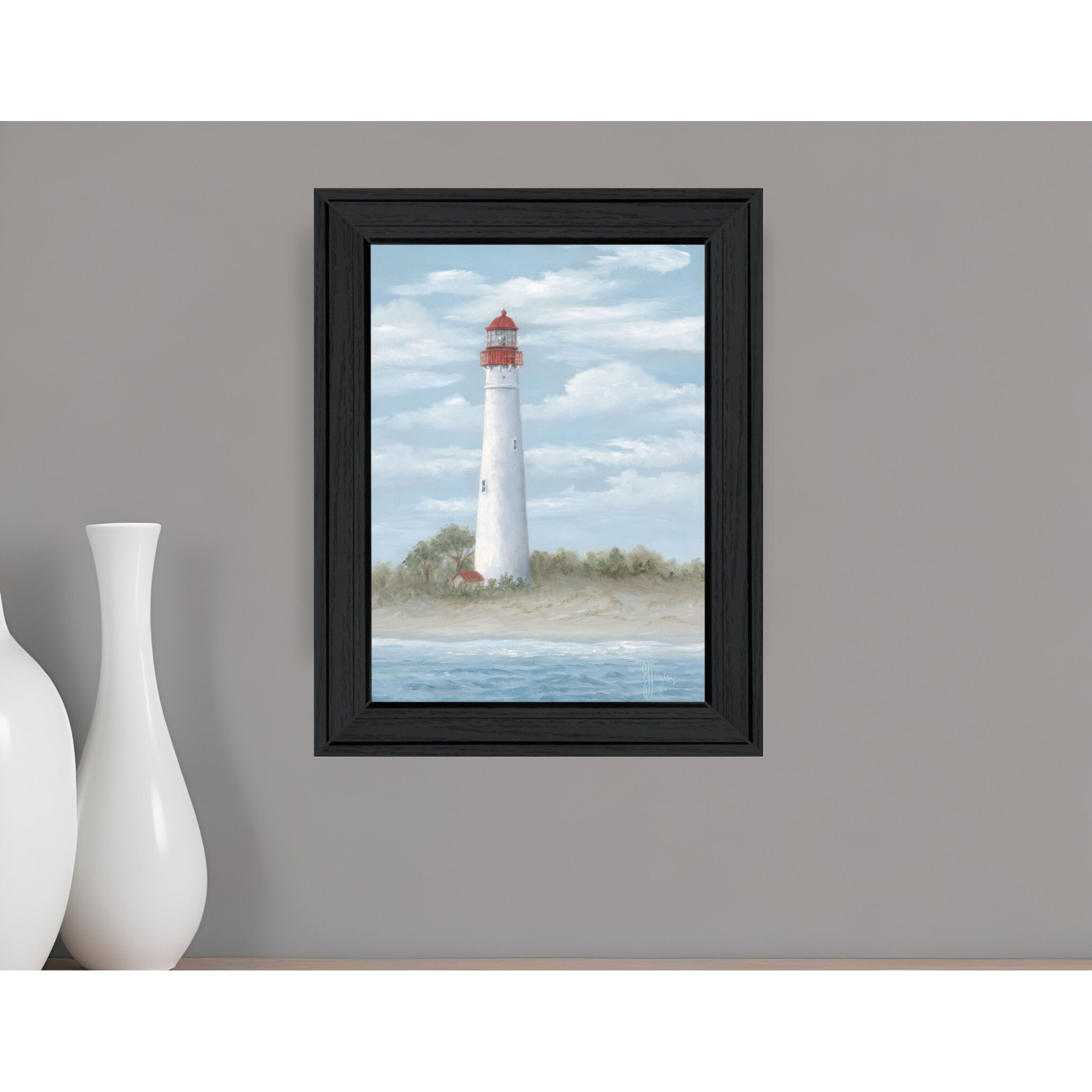 Cape May Light Black Framed Print Wall Art