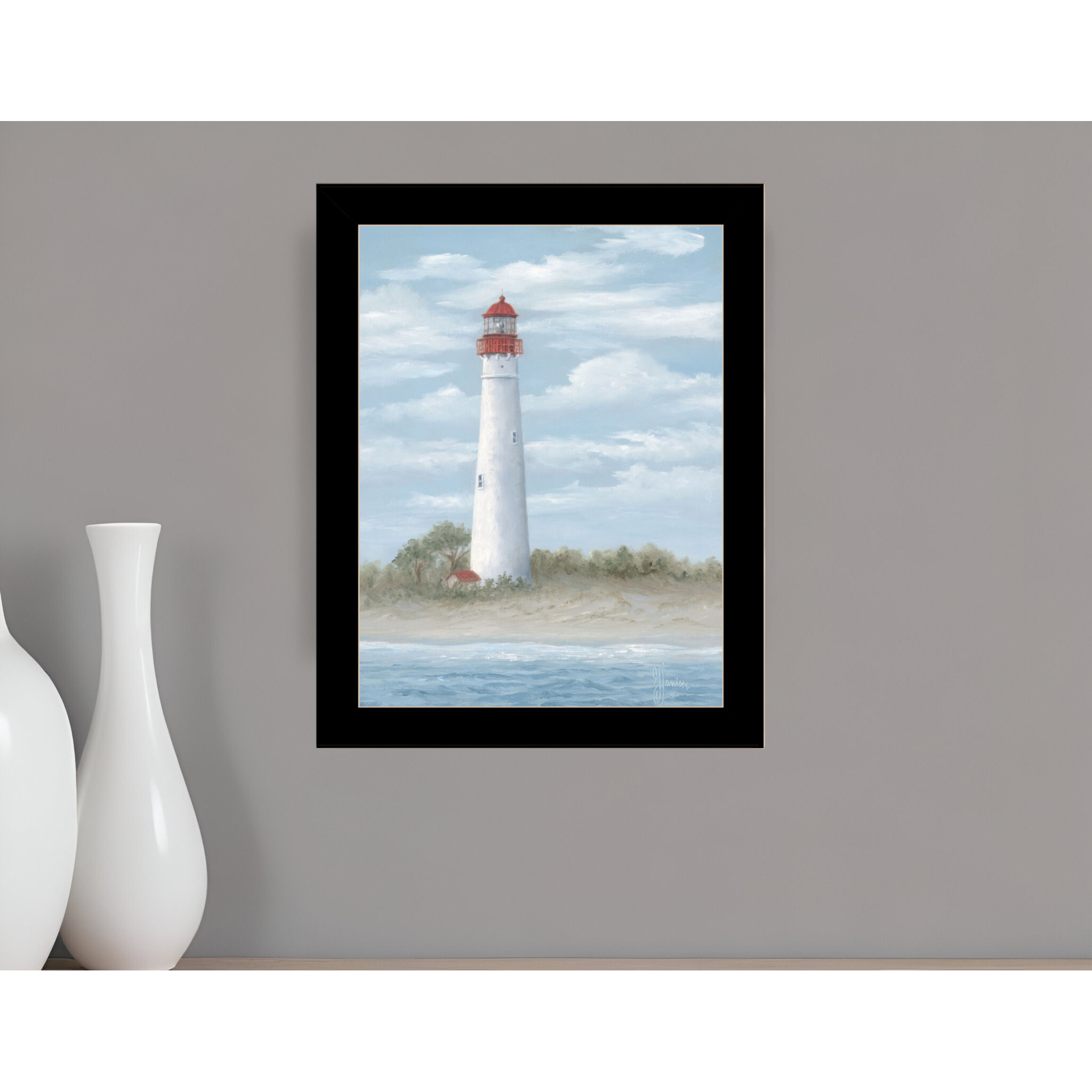 Cape May Light Black Framed Print Wall Art