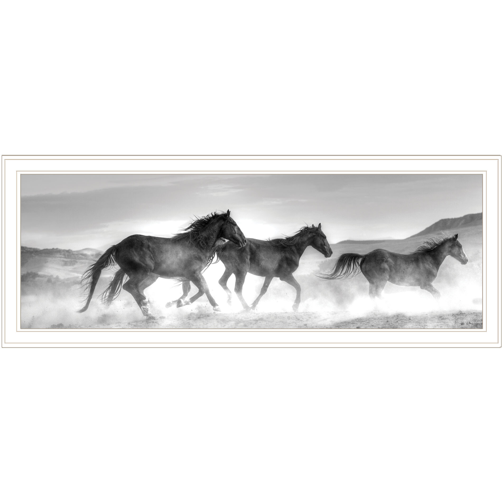Horses Rolling By White Framed Print Wall Art
