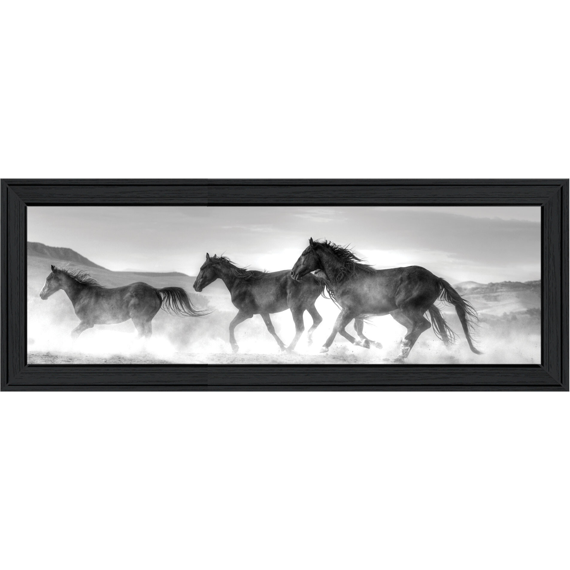 Horses Rolling By Black Framed Print Wall Art