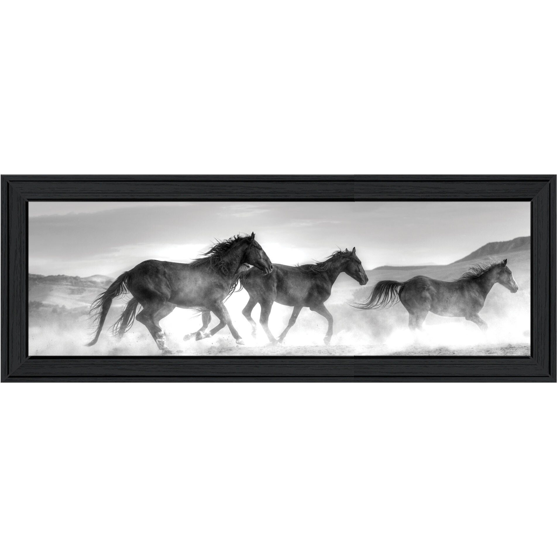 Horses Rolling By Black Framed Print Wall Art