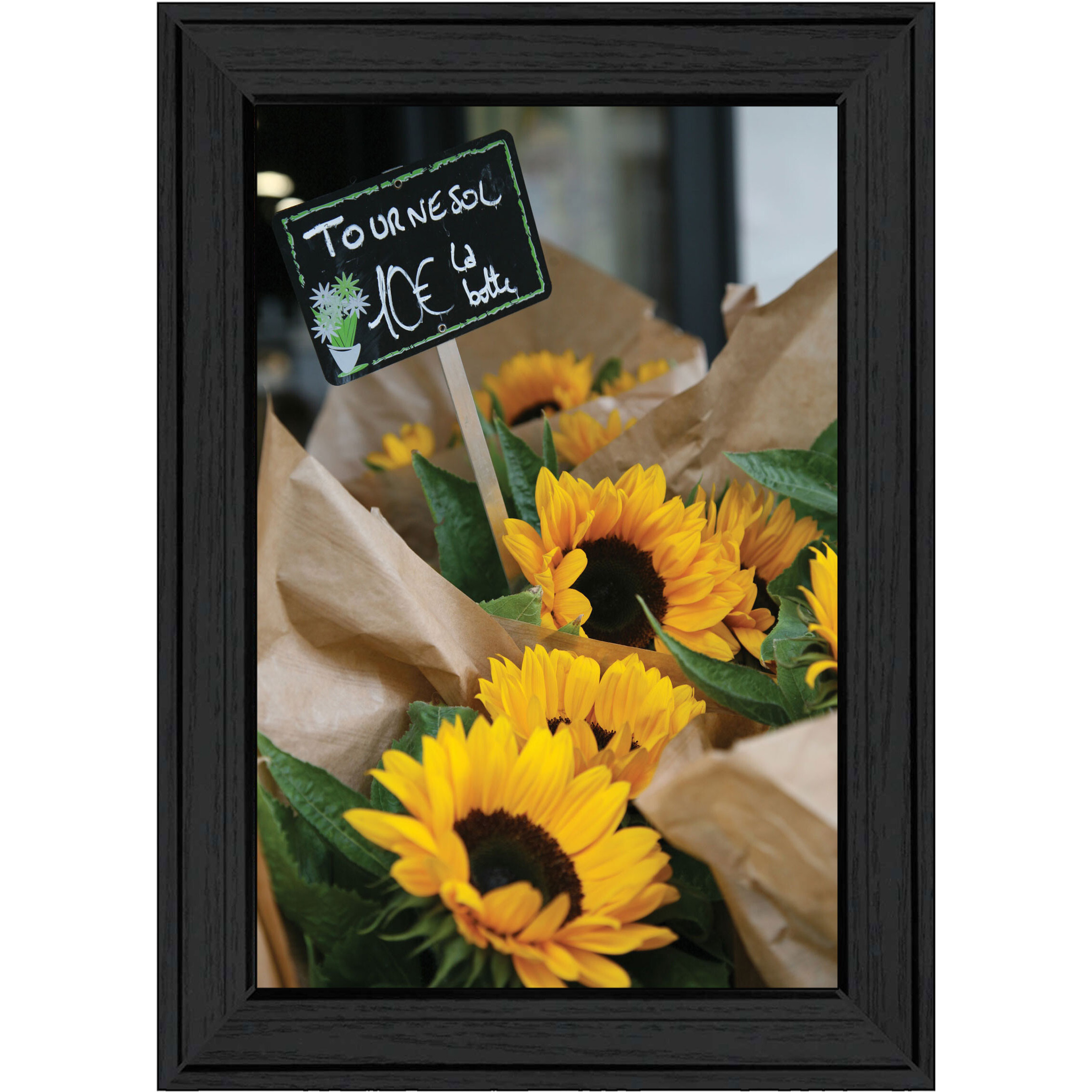 Sunflower Bouquet Black Framed Print Wall Art