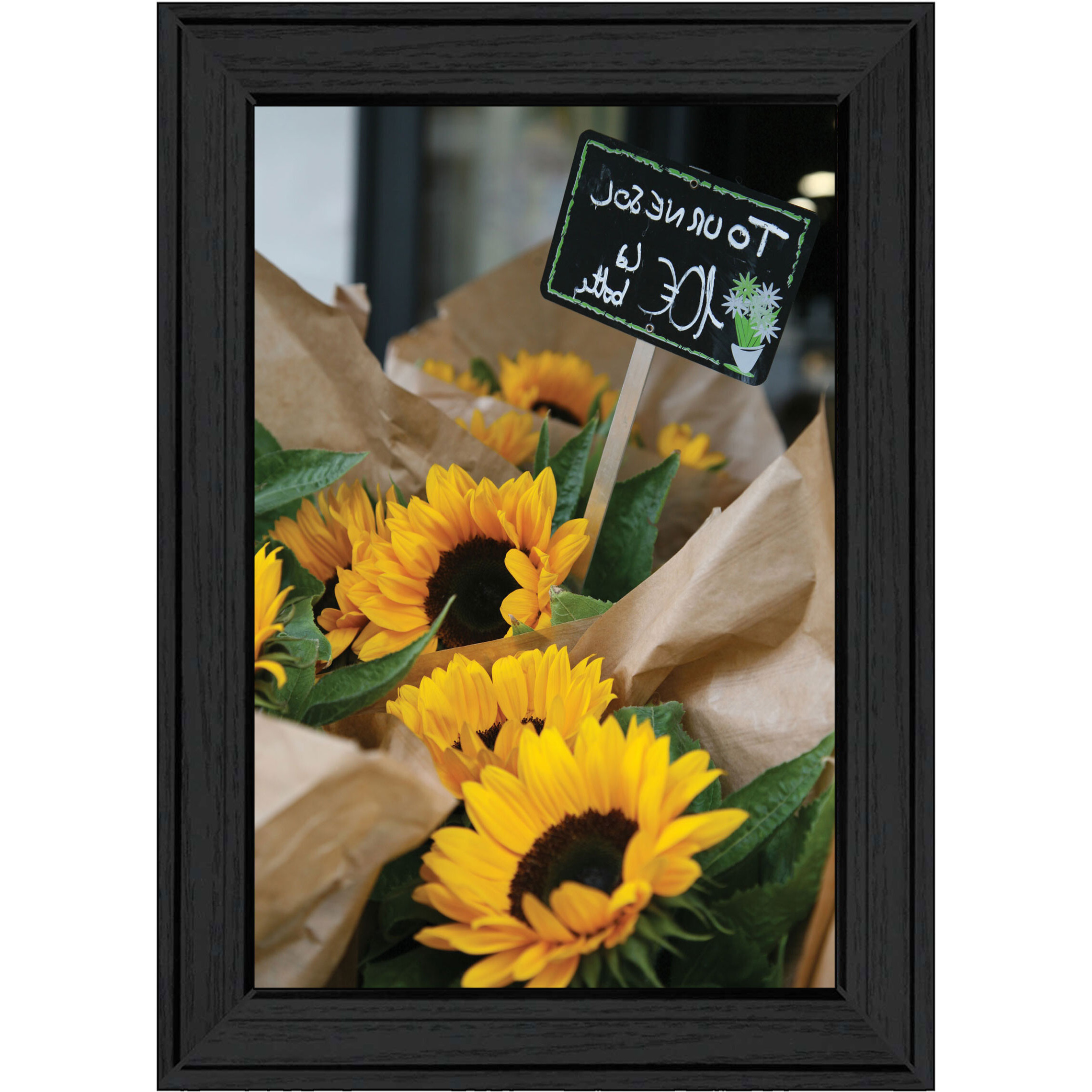 Sunflower Bouquet Black Framed Print Wall Art