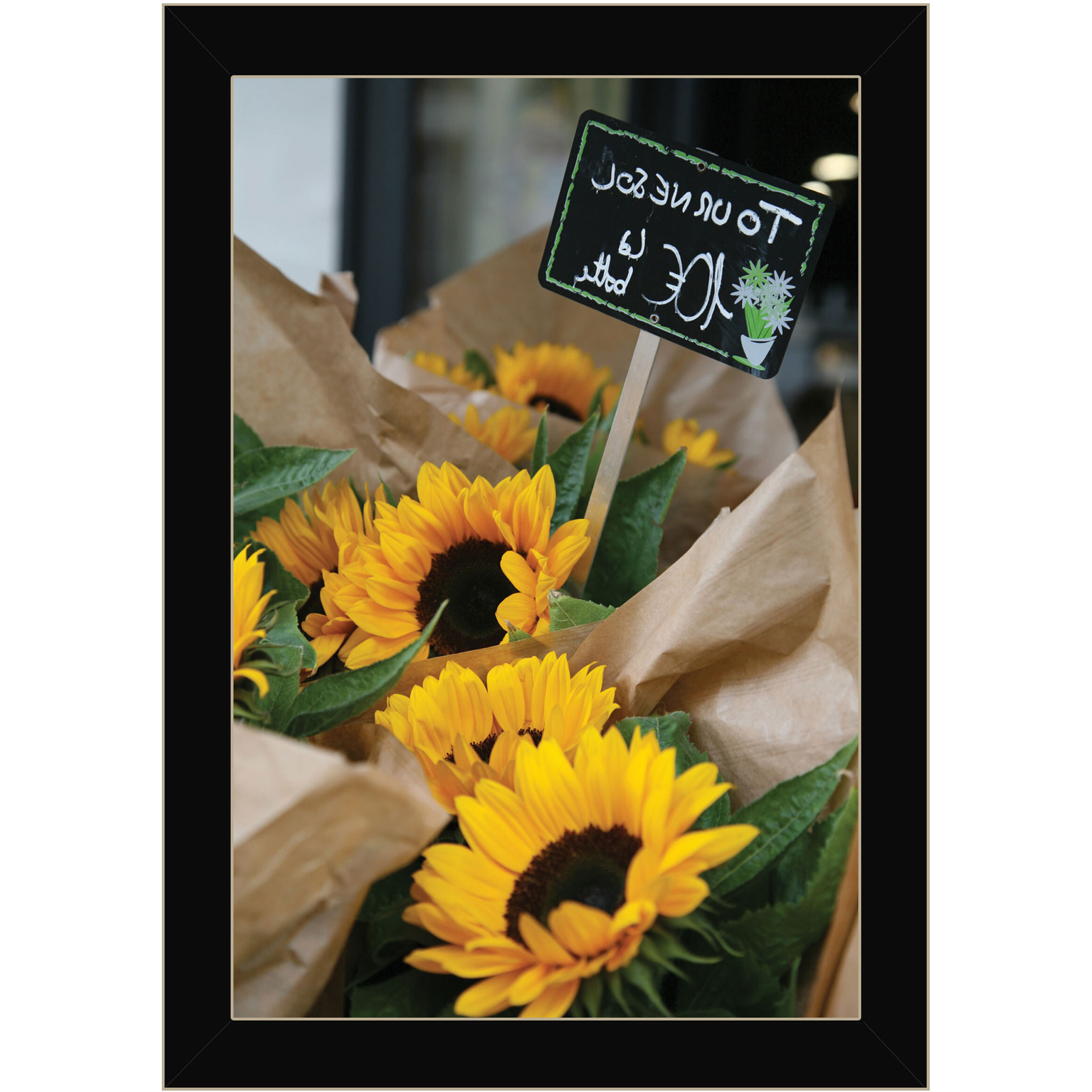 Sunflower Bouquet Black Framed Print Wall Art