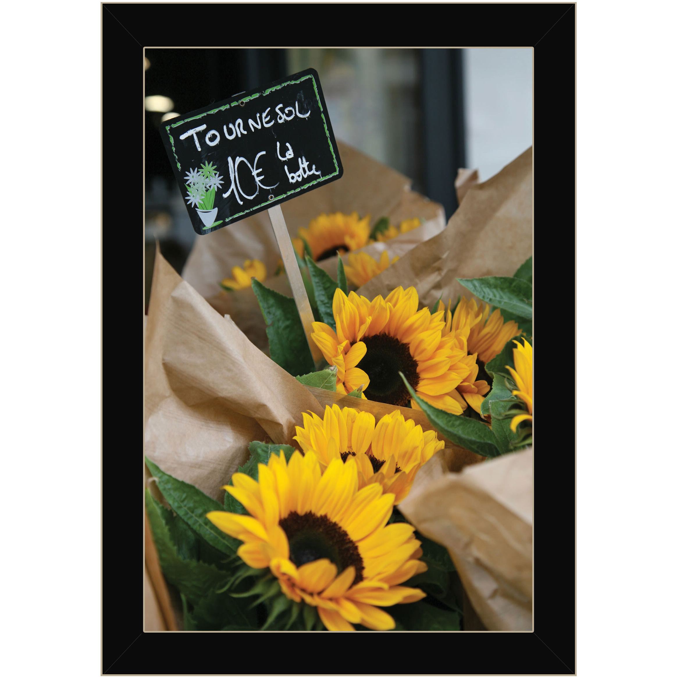 Sunflower Bouquet Black Framed Print Wall Art