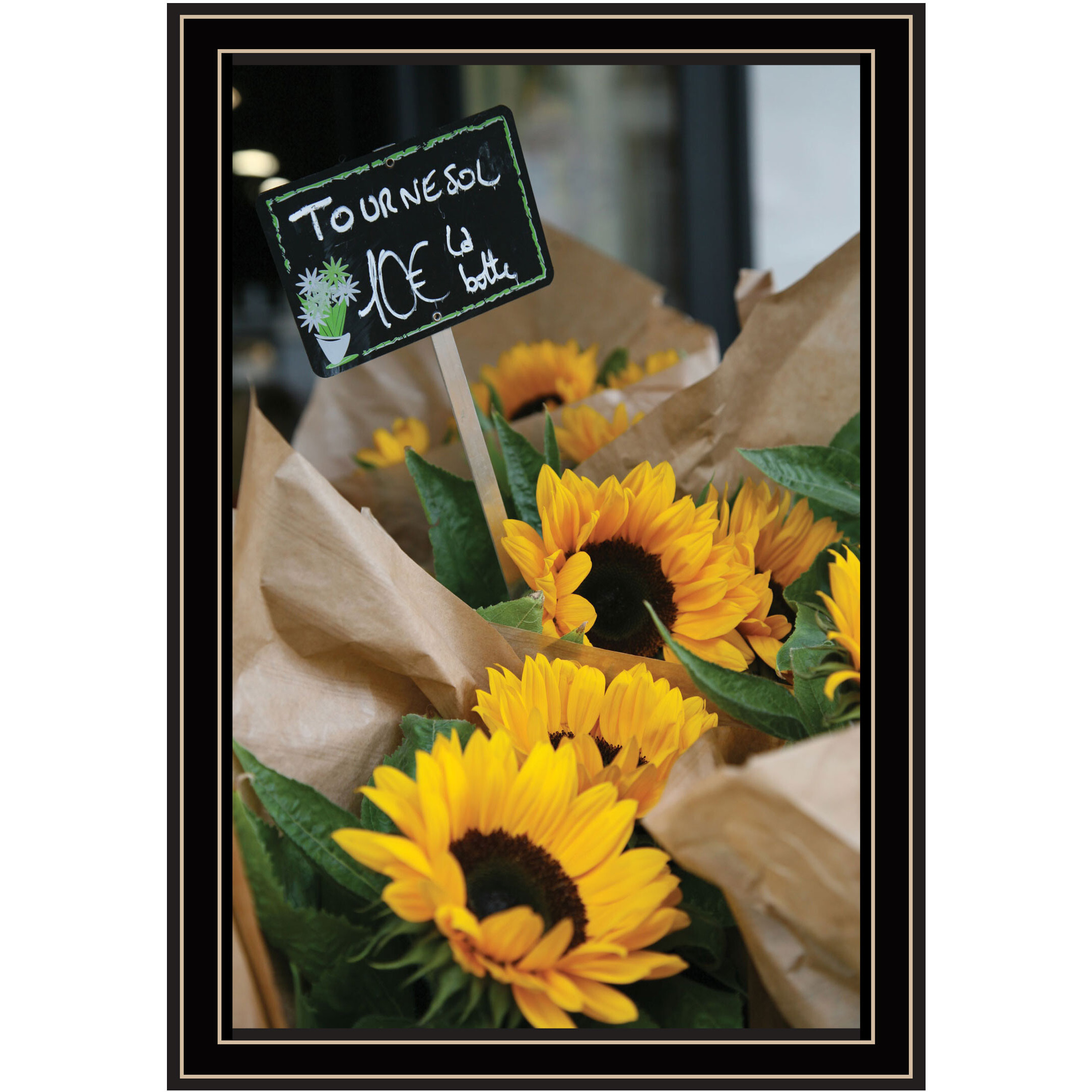 Sunflower Bouquet Black Framed Print Wall Art