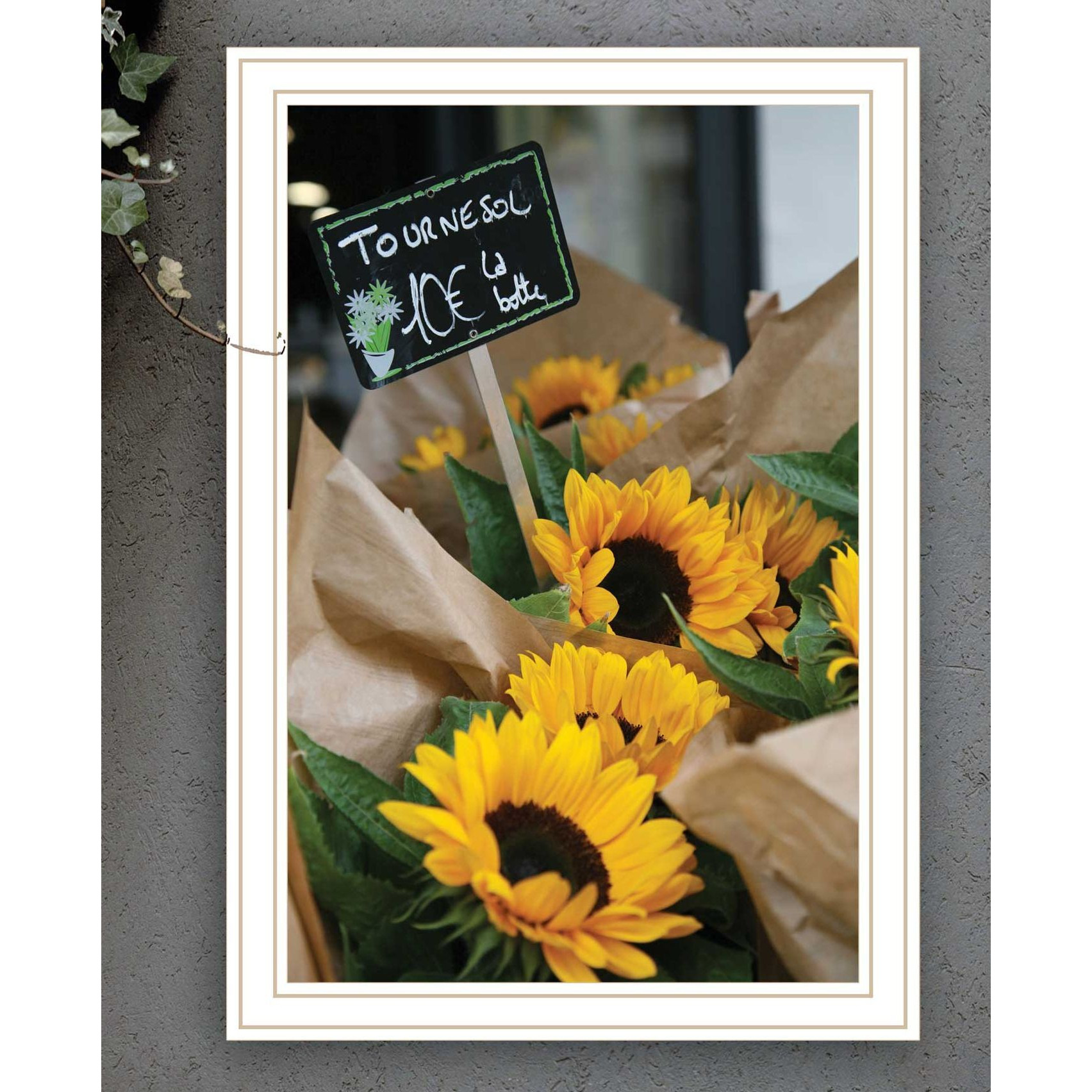 Sunflower Bouquet White Framed Print Wall Art