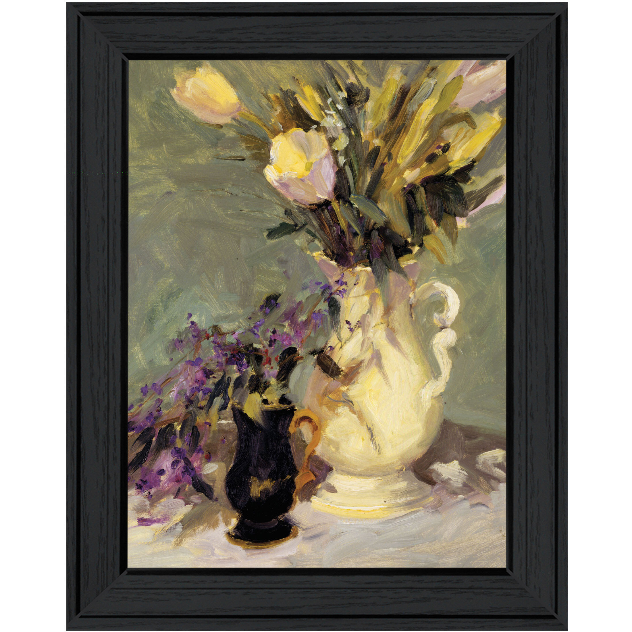 Tulips a Lavender Black Framed Print Wall Art