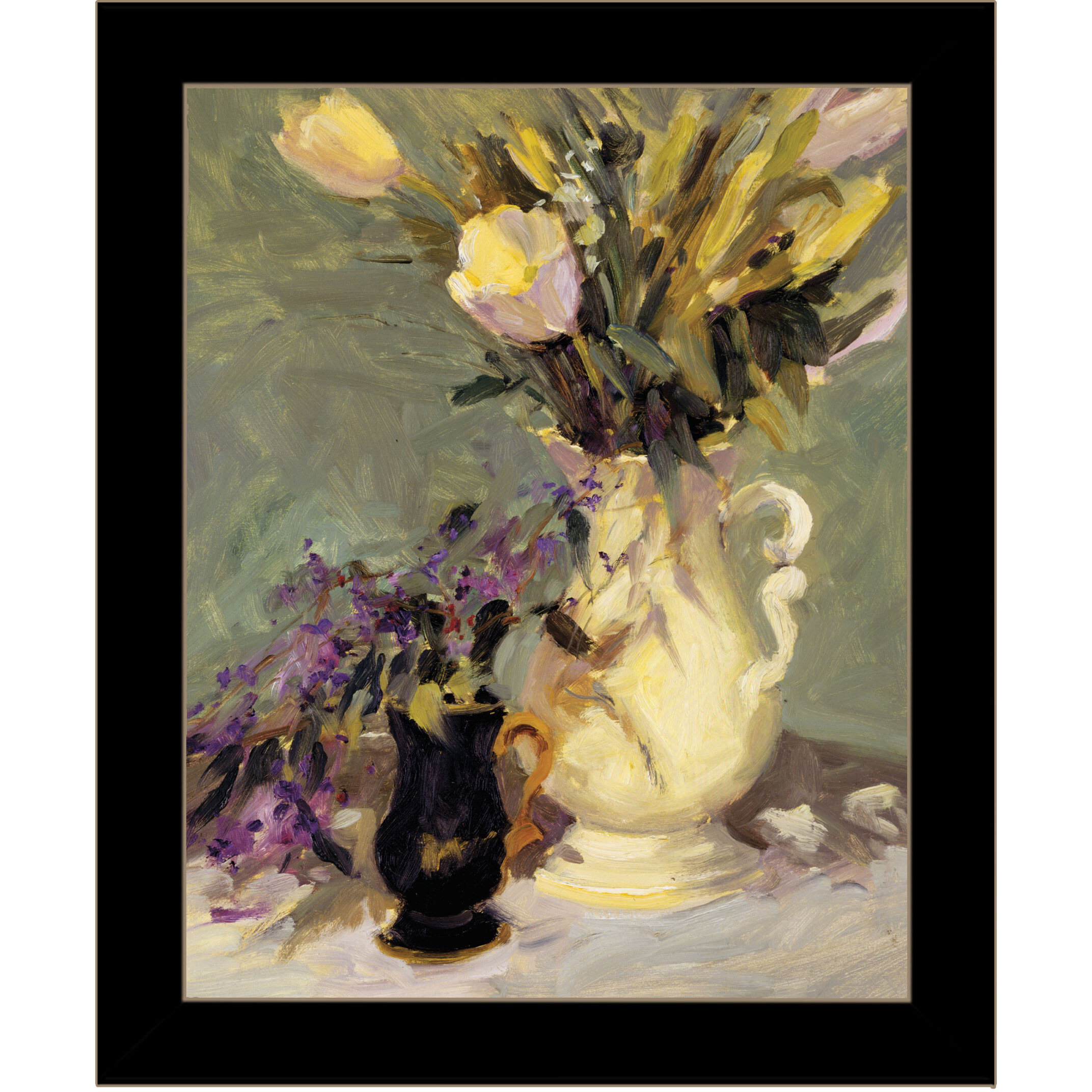 Tulips and Lavender Black Framed Print Wall Art