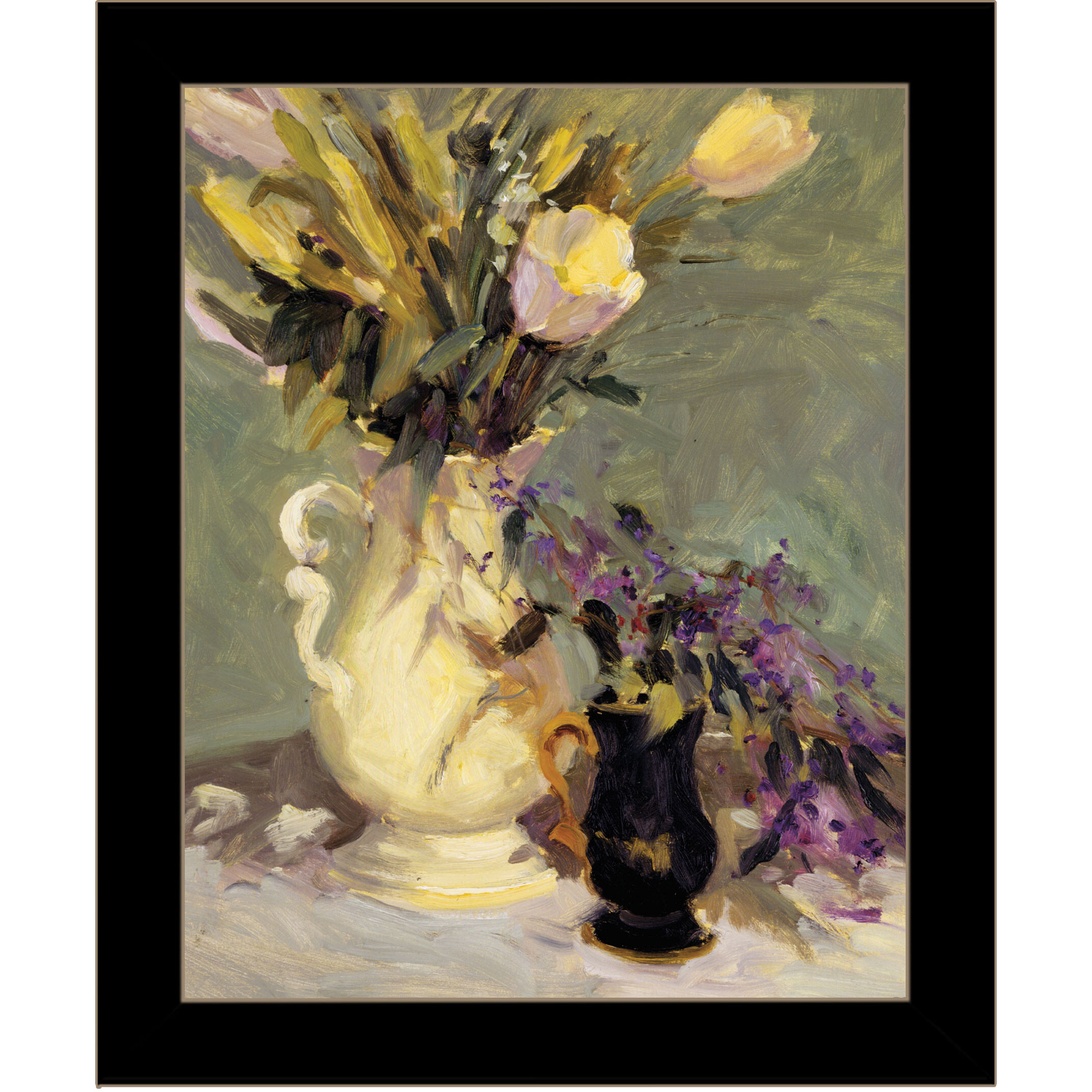 Tulips and Lavender Black Framed Print Wall Art