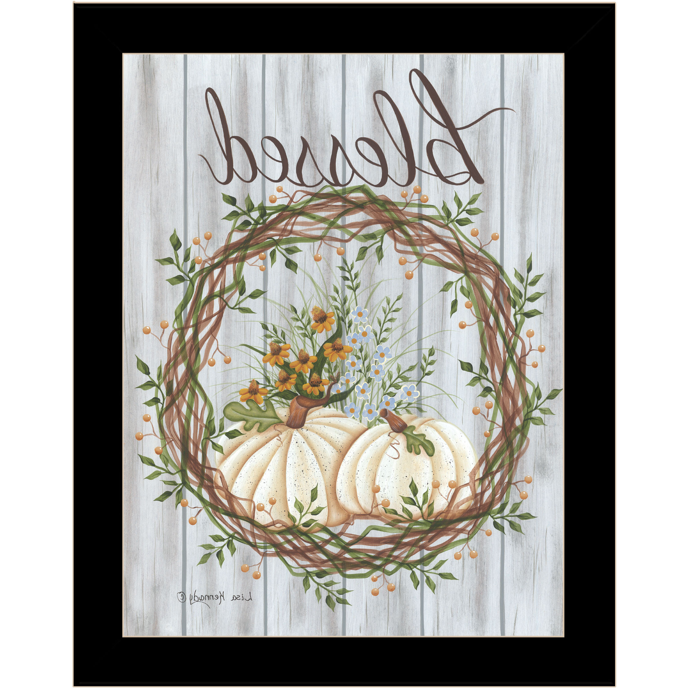 Blessed Wreath Black Framed Print Wall Art
